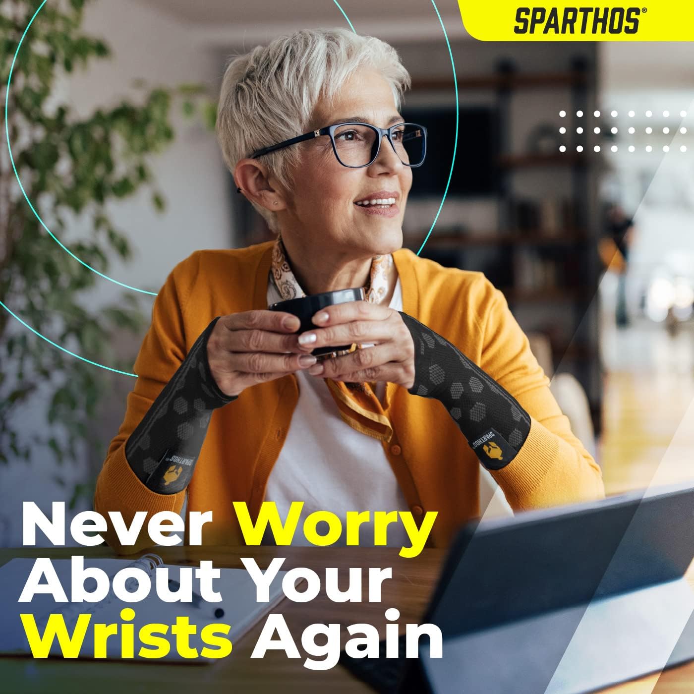 Sparthos Wrist Support Sleeves (Pair) – Medical Compression for Carpal Tunnel and Wrist Pain Relief – Wrist Brace for Men and Women – Made from Innovative Breathable Elastic Blend