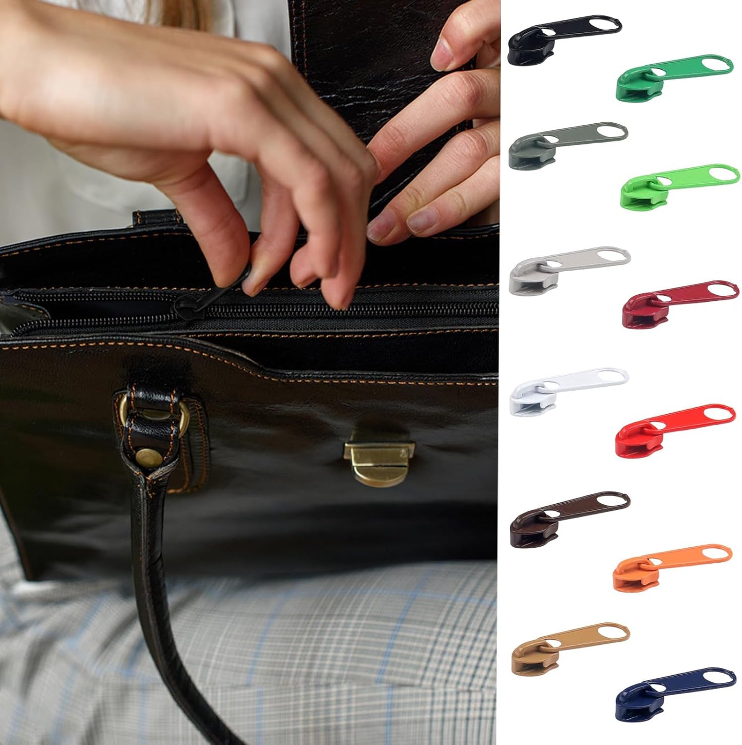 DOITEM Zipper Repair Kit - 5# Zipper Pull Rescue Kit for Clothing, Jackets, Purses, Luggage, Backpacks