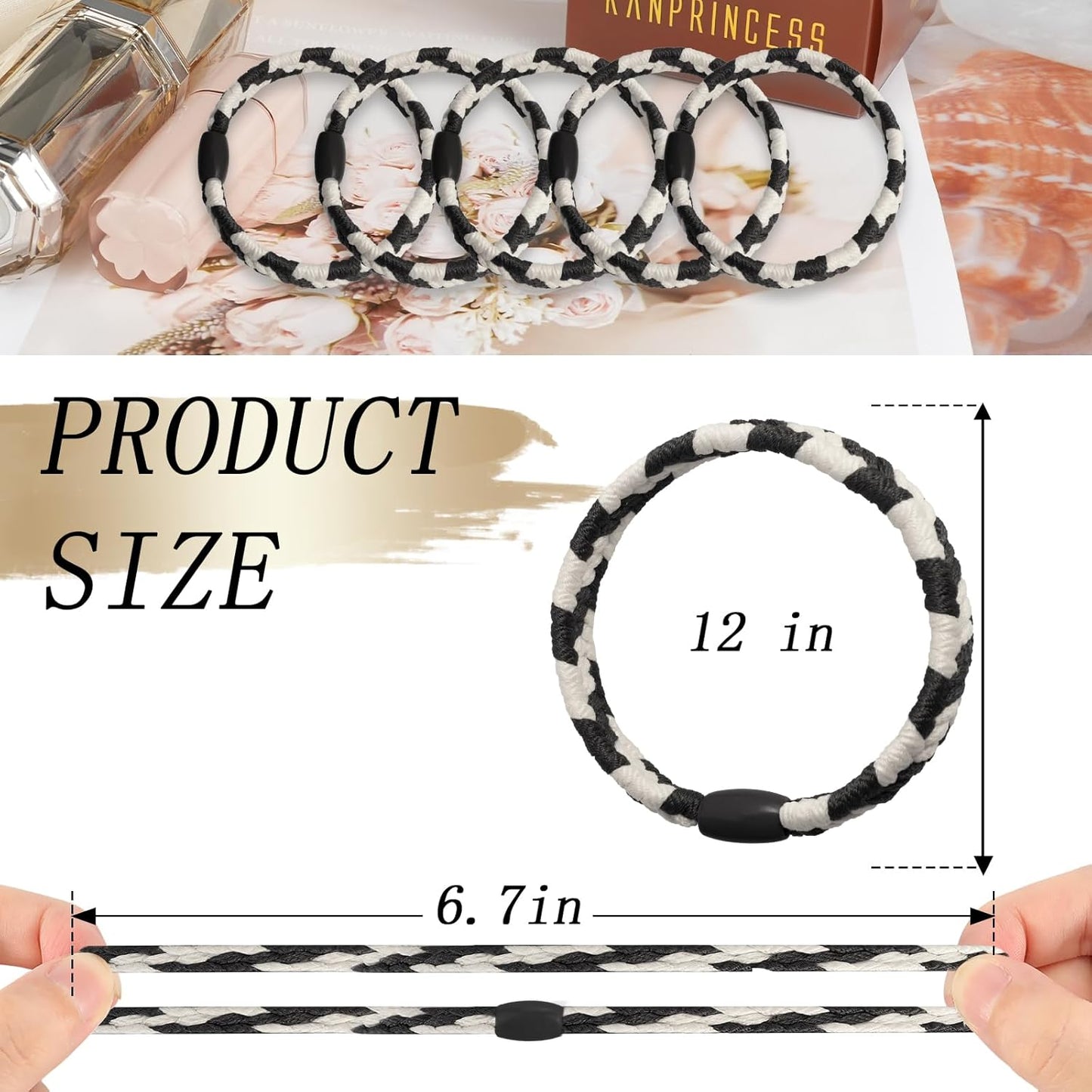 16Pcs Hair Ties For Thick Hair, Strong Stretchy Hair Bands For Women Girls, No Slip Braided Hair Ties No Damage, Ponytail Holders-Exceptionally Secure with Gentle Hold (Set 7)