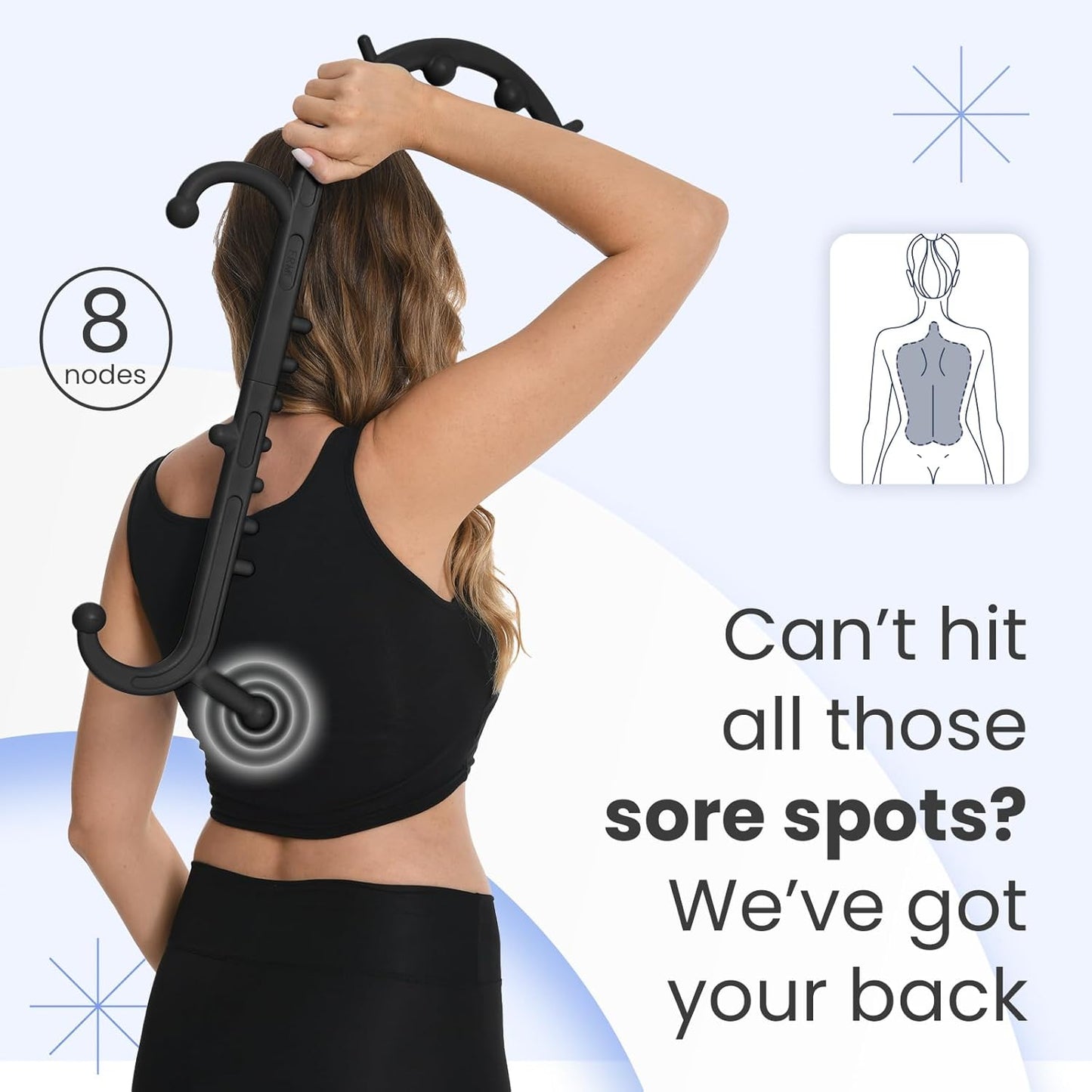 Deep Tissue Back & Neck Massager - Back Massager Stick for Pain Relief, Muscle Knot Remover, Trigger Point Massage Tool for Full Body, Shoulders, Legs - Pressure Point Massage Tool (Black)