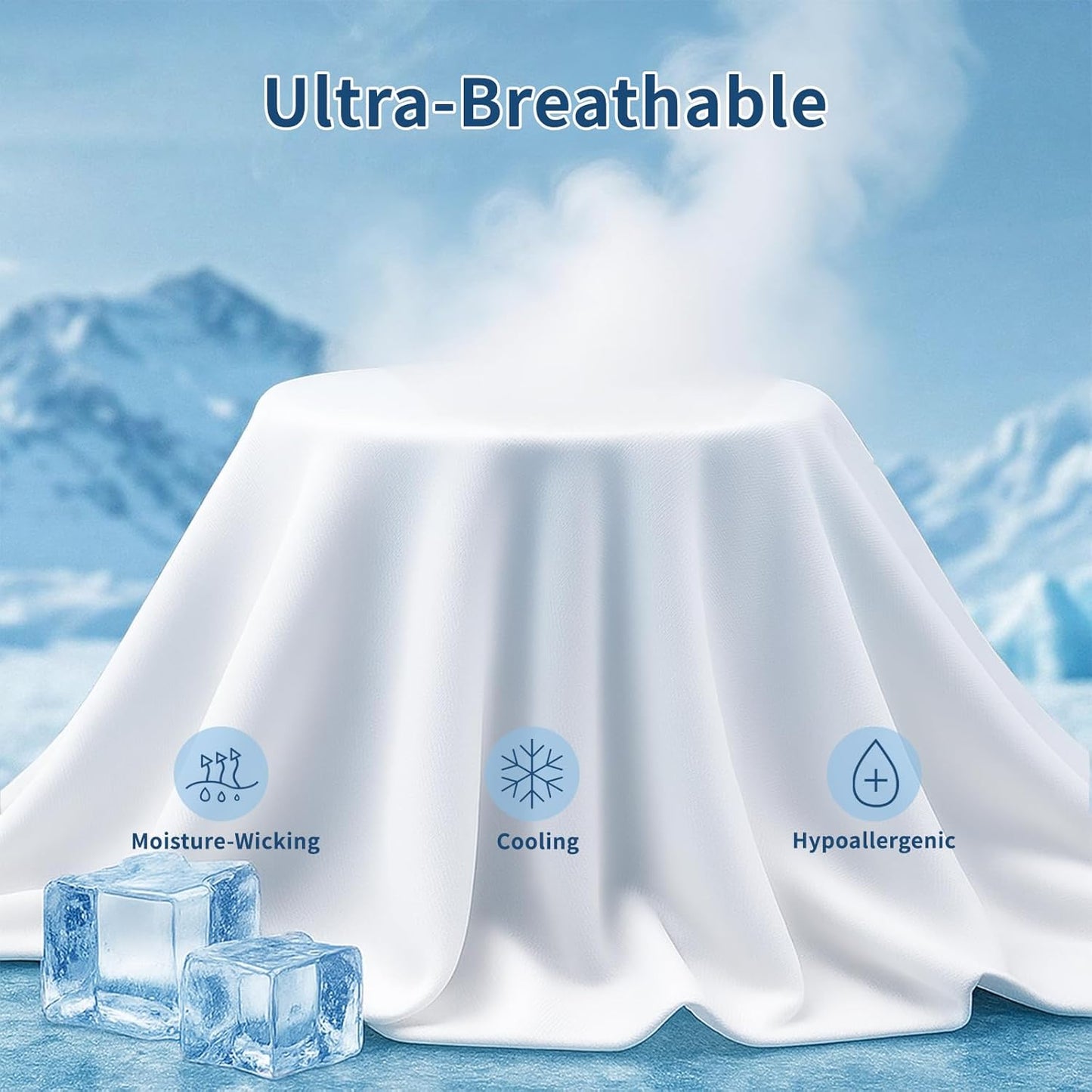 Cooling Pillow Cases 2 Pack for Hot Sleepers and Night Sweats, Ice Cool Pillow Covers King Size Set of 2 for Hair Skin Reduces Wrinkles & Frizz Softer Than Silk Pillow Cases, Envelope Closure, White