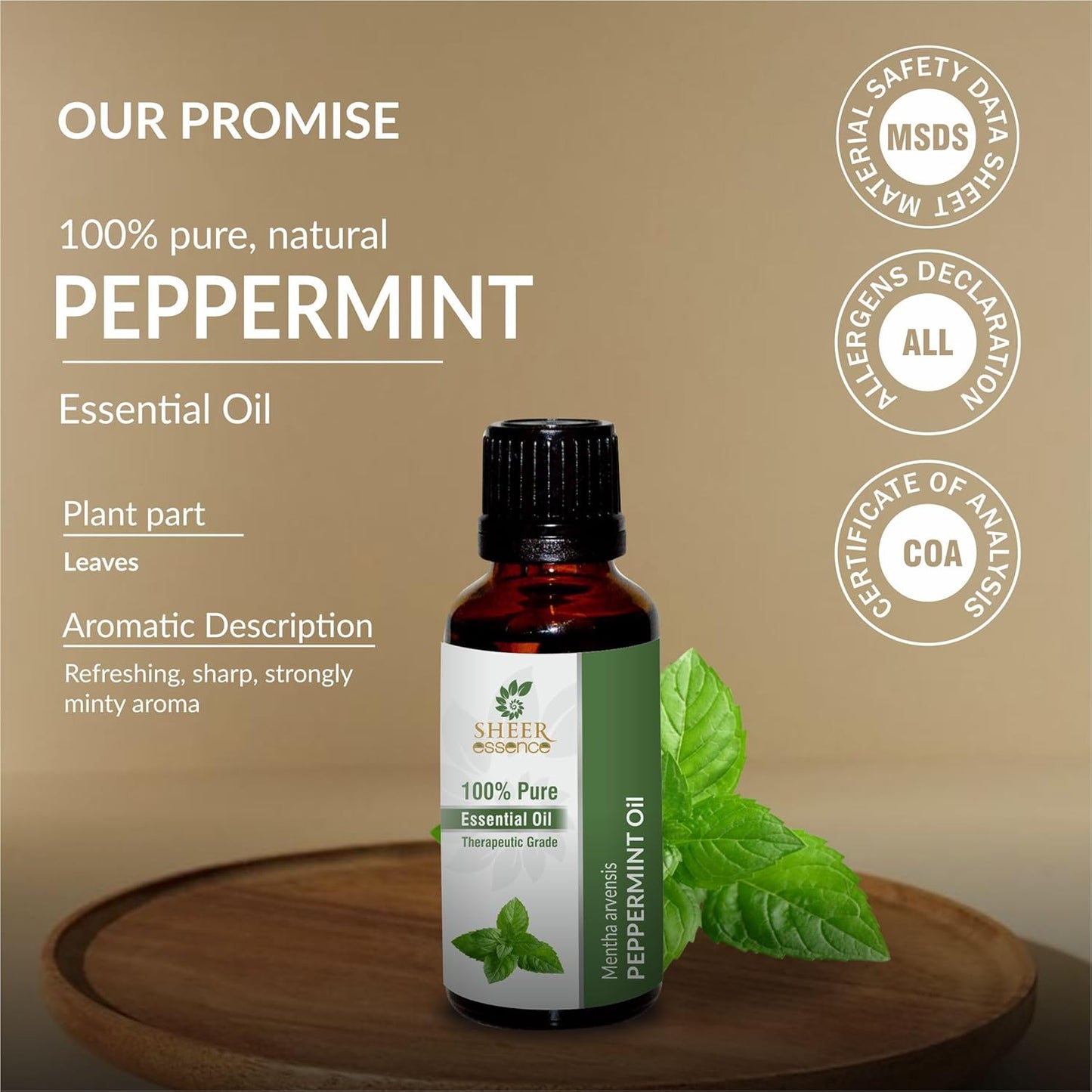 Peppermint Oil -(Mentha Arvensis)- Essential Oil 100% Pure Natural Undiluted Uncut Therapeutic Grade Oil 33.81 Fl.OZ