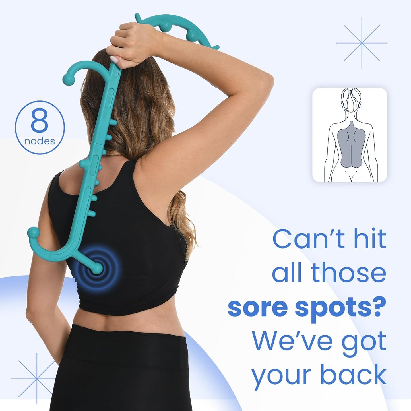 Back and Neck Massager, Full Body Trigger Point Tool, Stick for Pain Relief, Pressure Point Tool, Cane, Hook, Muscle Knot Remover