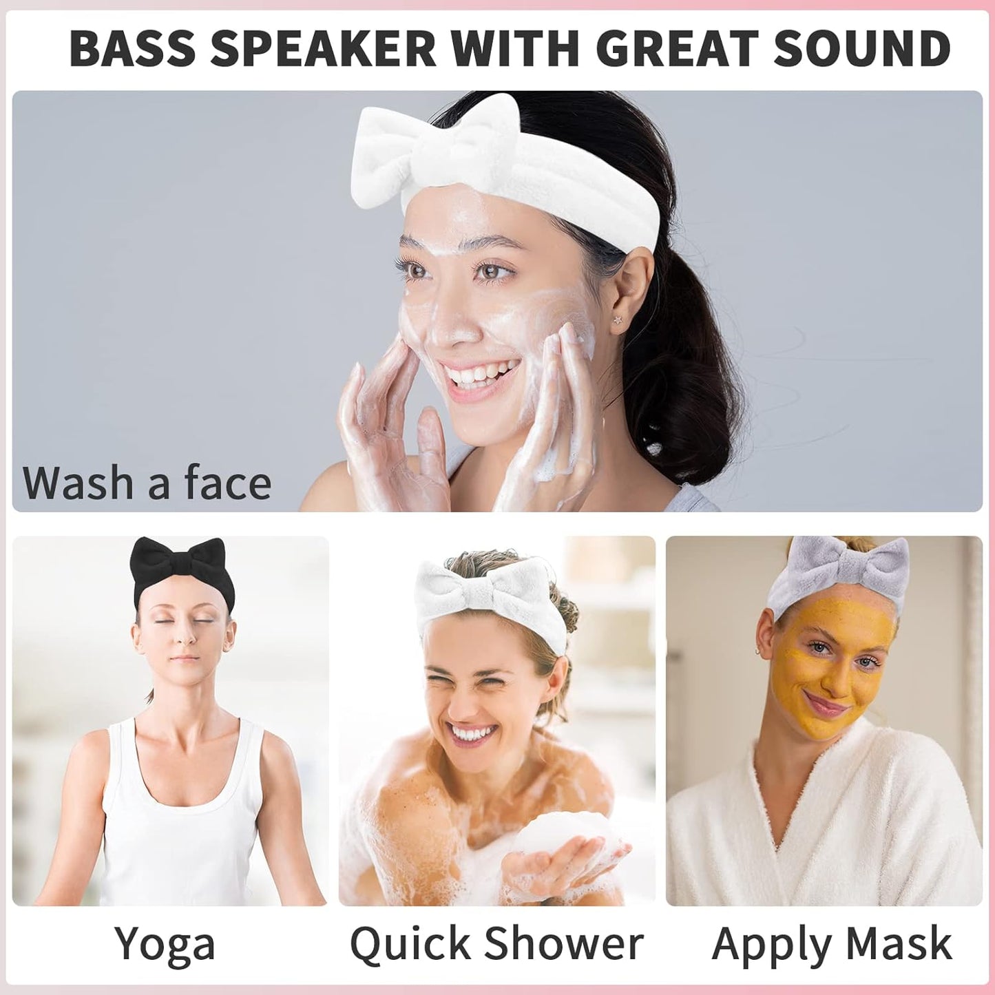 WSYUB Headband for Washing Face, Spa Bow Hair Band, Fluffy Makeup Headbands, Slumber Party Supplies, Facial Headbands