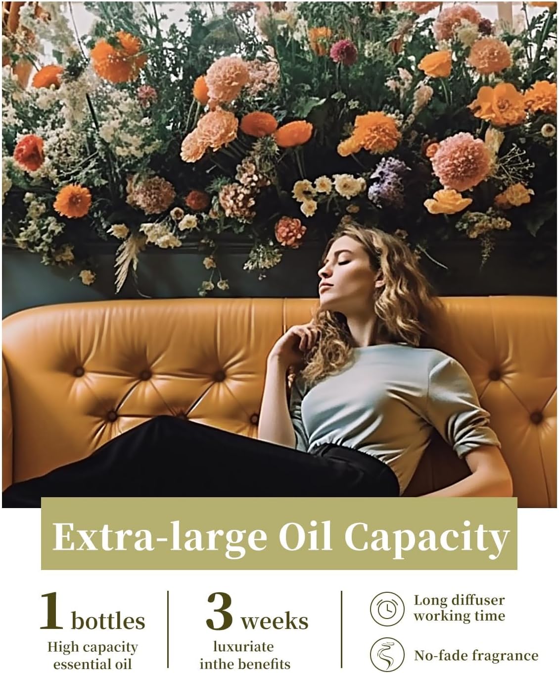 Hotel Diffuser Oil with Waterless Diffuser, Hotel Scent Essential Oil Gift Set for Women Mom Couples Friend (1 fl.oz Floral Hotel Scent Diffuser Oil x 2 & Aromatherapy Diffuser)