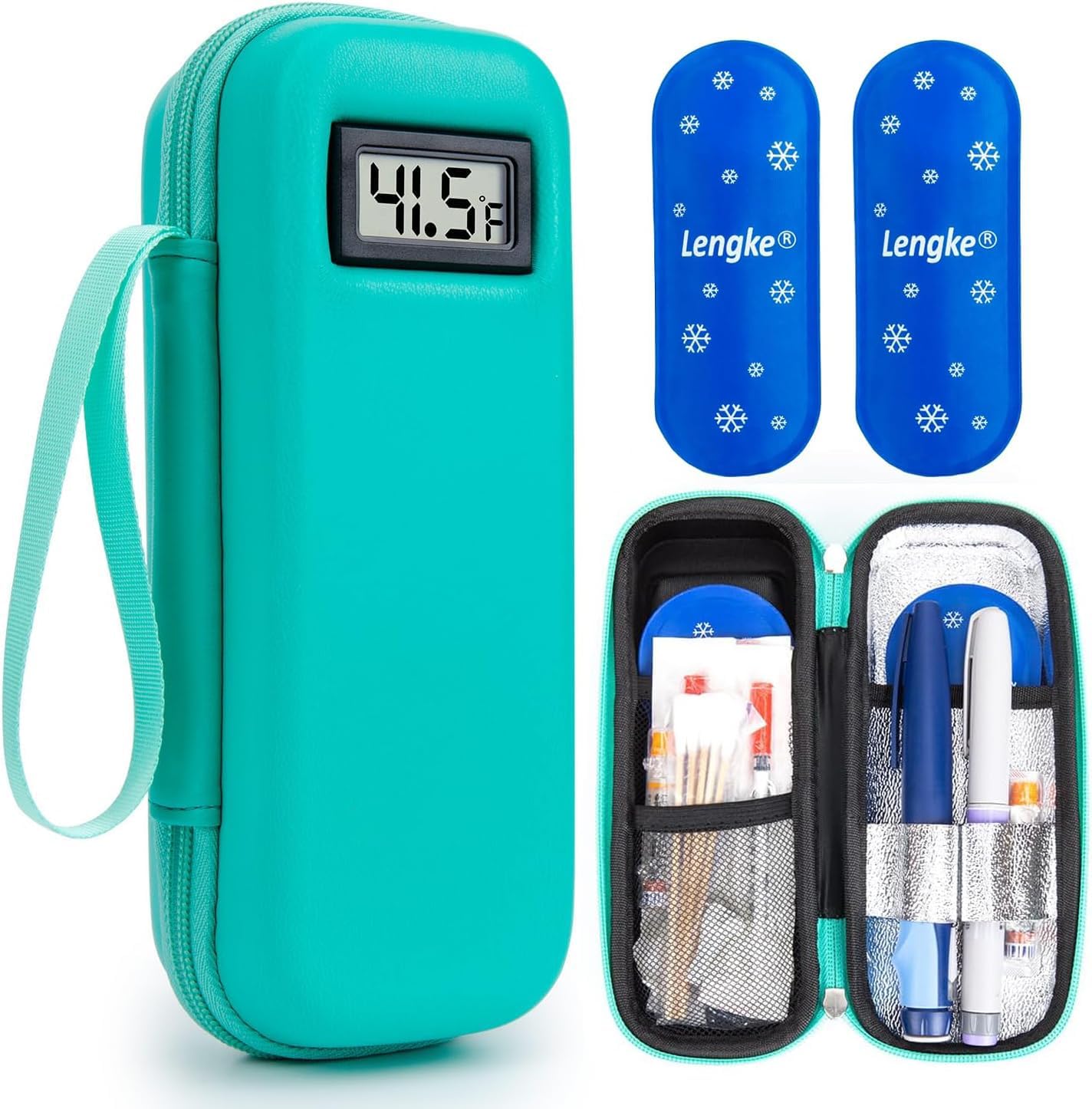 Insulin Cooler Travel Case with Temperature Display, Tsa Approved, Refrigerated Medicine Travel Case with 2 Ice Packs, Insulin Pen & Other Diabetic Supplies Organizer for Trip and Daily