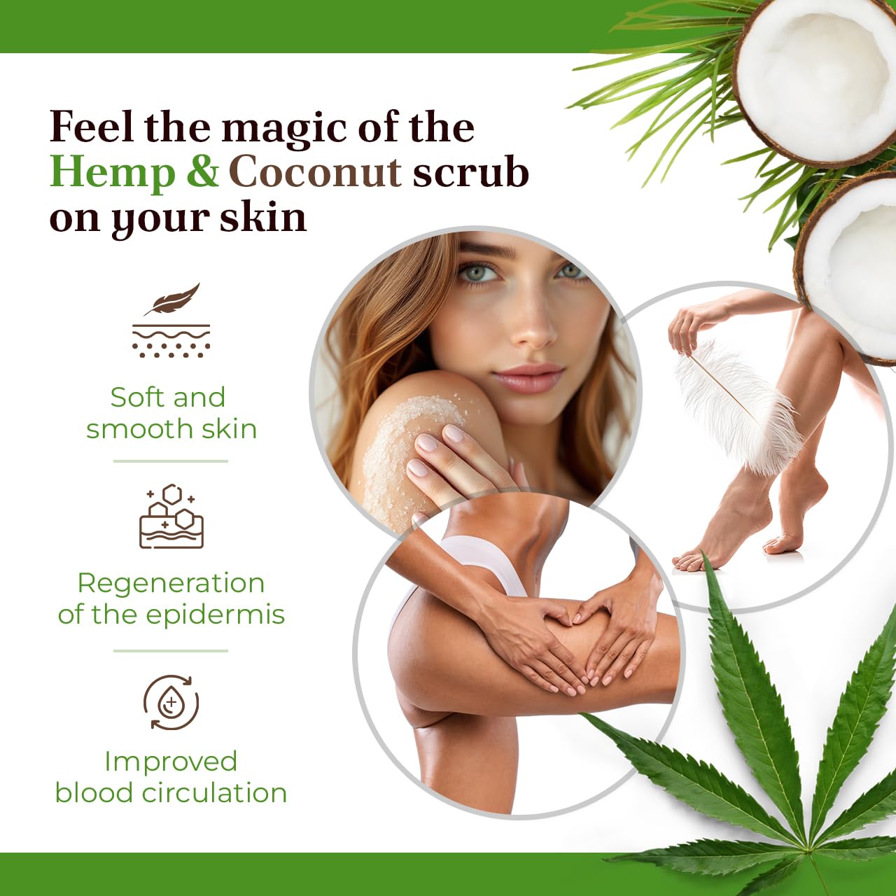 Natural Therapy Hemp & Coconut Salt Scrub – Exfoliating Body Scrub for Women – Moisturizing and Nourishing Skin – with Pure Oils and Dead Sea Minerals (23.28 Oz)