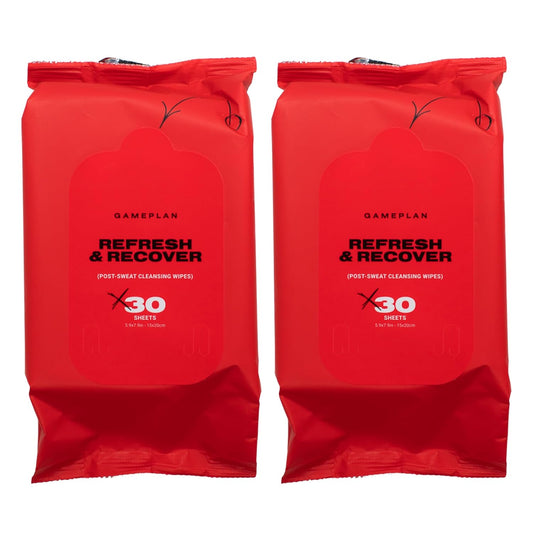 GamePlan Post-Sweat/Workout Sport Face & Body Wipes, Removes Sweat, Dirt, Oil, and Eyeblack, Durable, Biodegradable, Non-Sticky, Cleans and Moisturizes Your Skin - 2 Pack