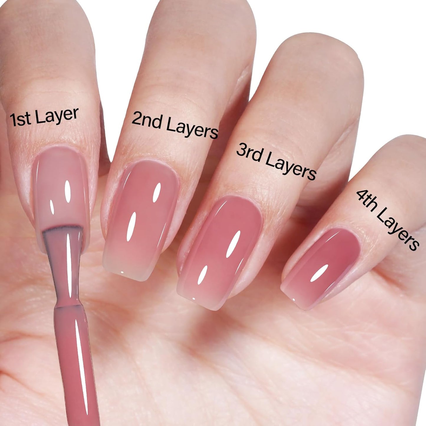 AILLSA Crystal Rose Nude Gel Polish Soft Red Jelly Gels Nail Polish Nude Pink Translucent Nail Polish Neutral Color Soak Off U V Sheer Gel Nails for Nail Salon at Home 0.51 Fl Oz