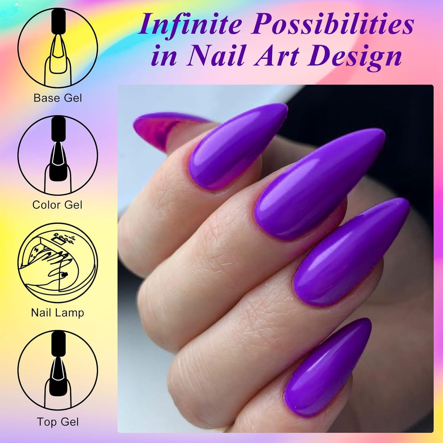 MEET ACROSS 9 Colors Gel Nail Polish + 3PCS Function Gel Nail Polish Kit,Fashion Nail Art Set Design Gifts for Women Manicure Salon (SET18, 12pcs)