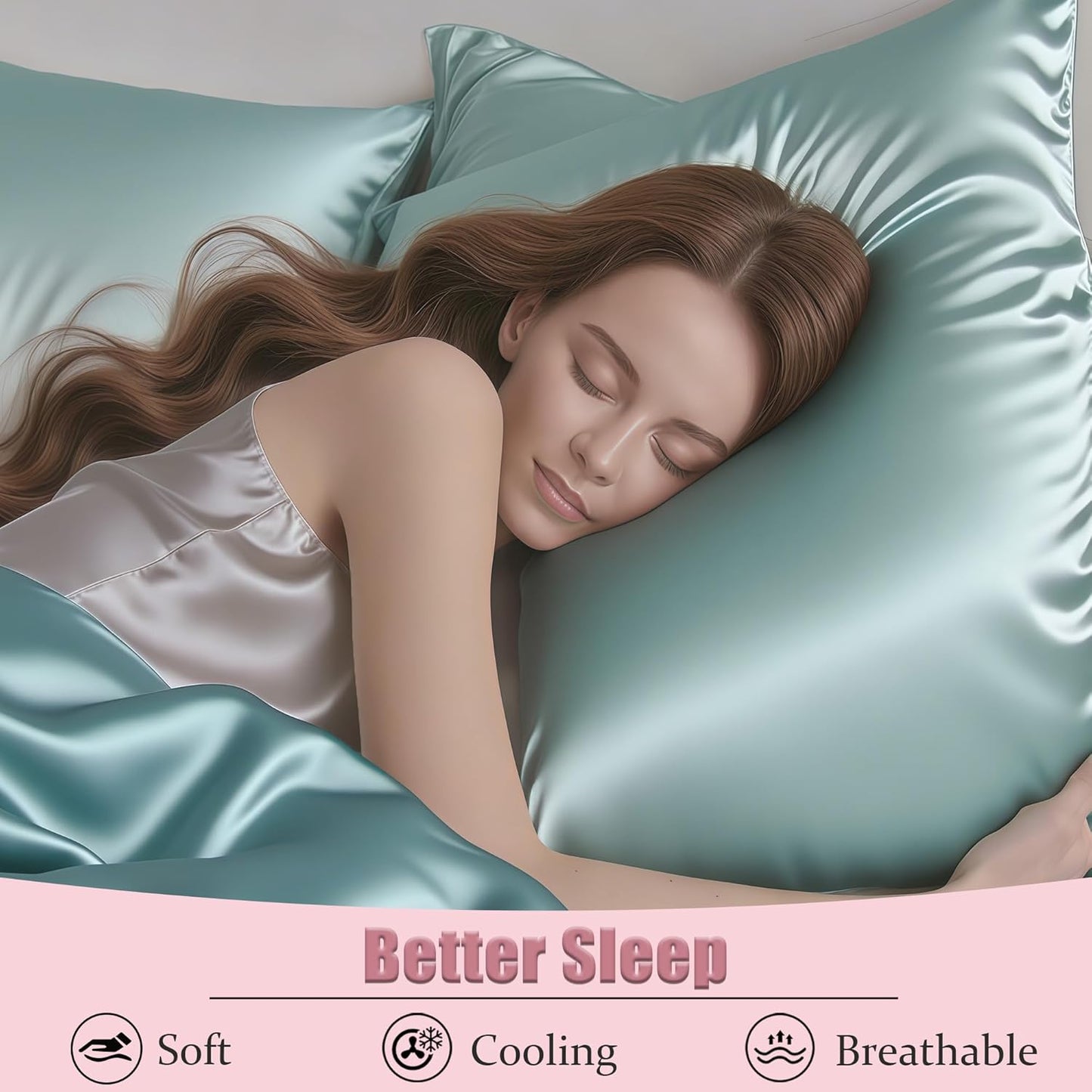 Mulberry Silk Pillow Cases with Zipper, Ultra Smooth Soft Breathable Cooling Pillow Cases for Hot Sleepers, Silk Satin Pillowcase for Hair and Skin, Gifts for Women (Haze Blue, King Size, 1 Pack)