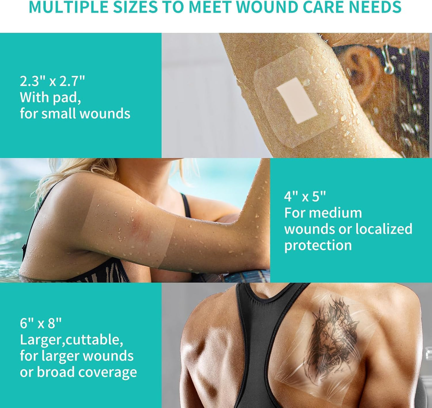 Dimora Transparent Film Dressing 50 Packs, Waterproof Adhesive Clear Bandages 4 in x 5 in, Wound Cover for IV Shield, Tattoo Aftercare Bandage,Clear Bandage Tape for Wound Care