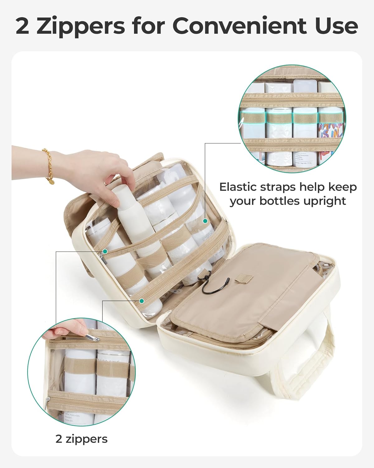 BAGSMART Travel Toiletry Bag for Womne, Hanging Travel Bag for Toiletries, Puffy Makeup Cosmetic Bag Organizer, Carry-on Travel Accessories Essentials, Dark Pink