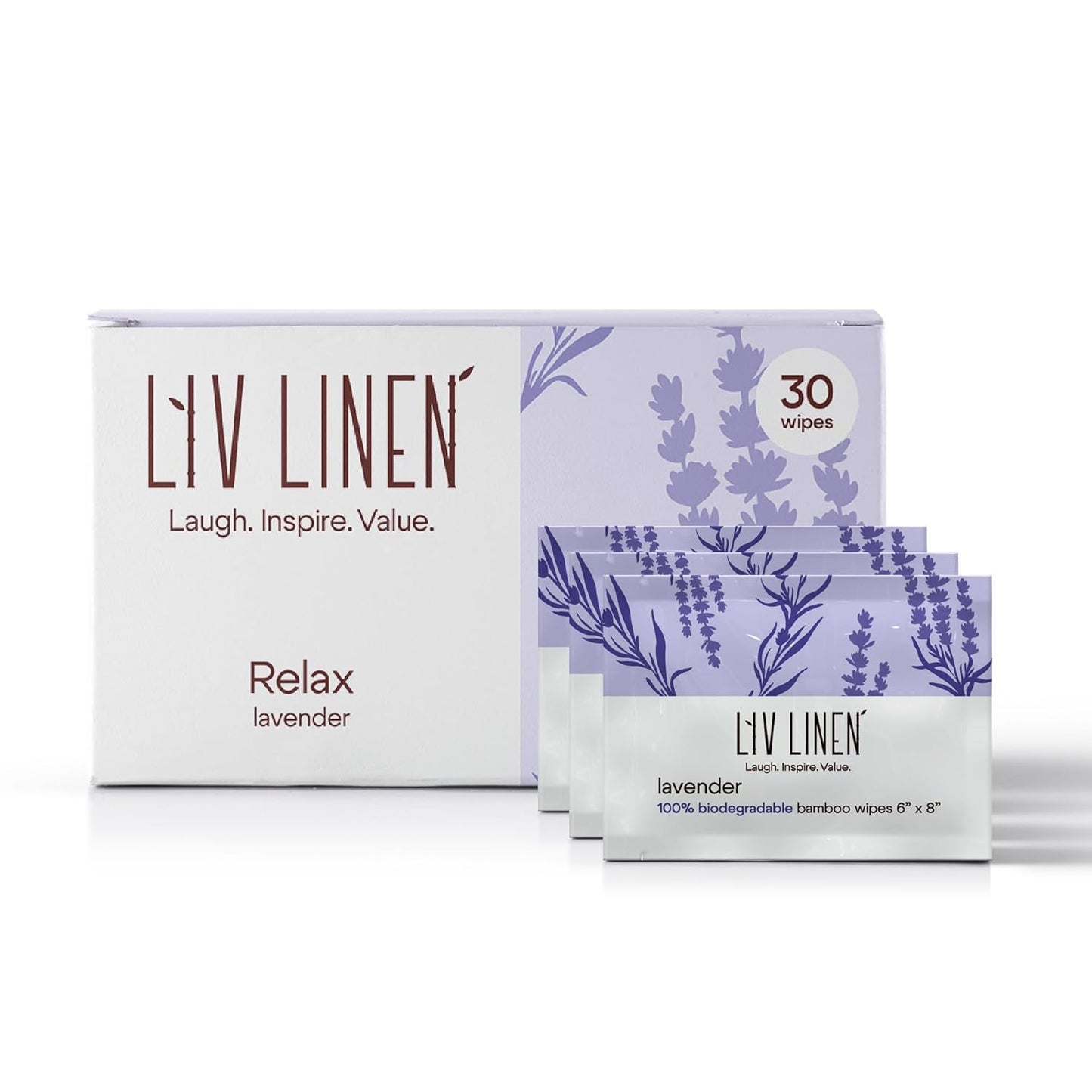 Bamboo Deodorant Wipes - 30 count - Individually Packaged - Aromatherapy Scent (Lavender)