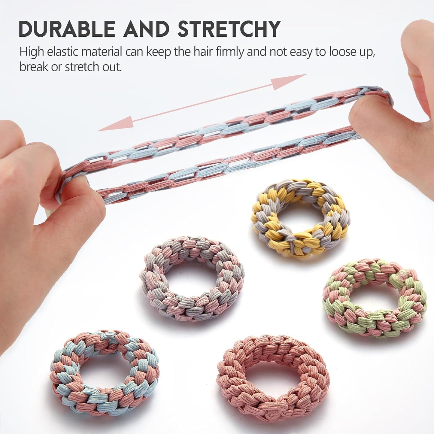 Youxuan Elastic Hair Ties for Women - No Damage, No Slip, No Pull Hair Bands - Comfortable Handmade Braided Polybands for Girls - 10-Pack Morandi Color Polyester Scrunchies