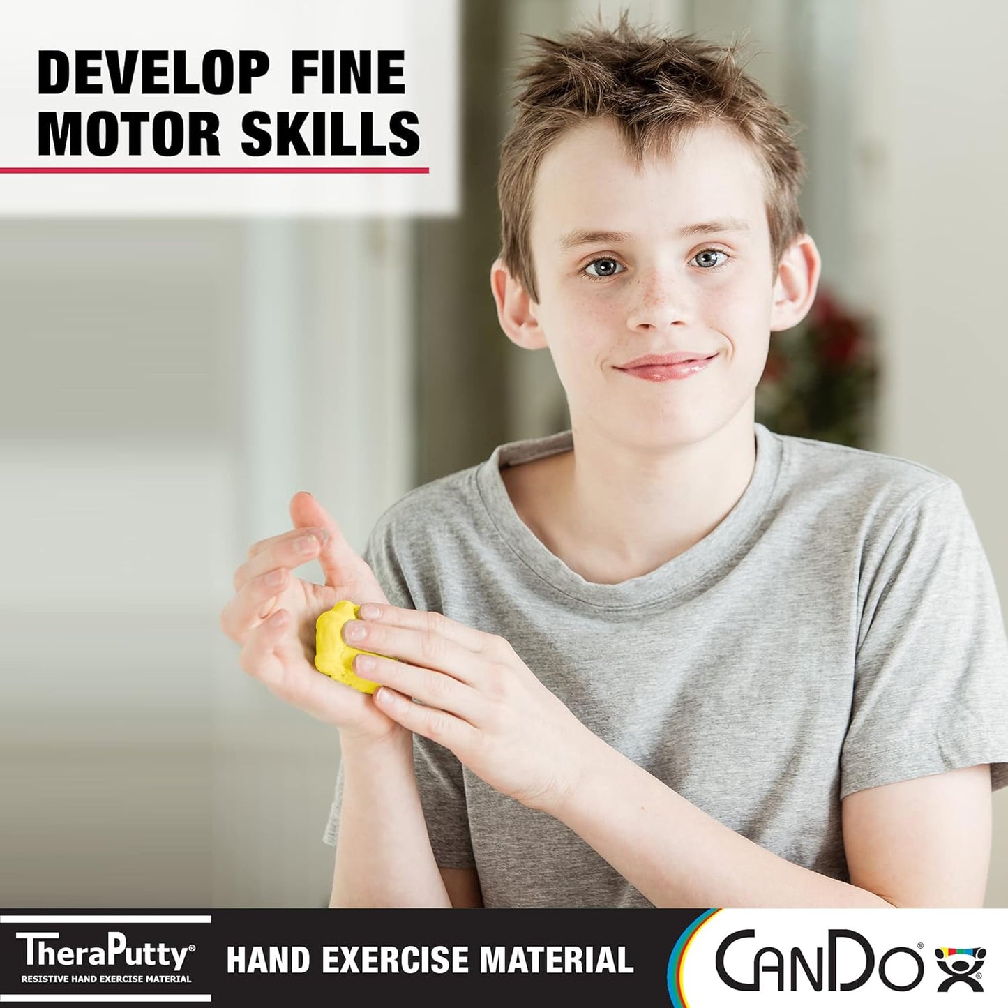 CanDo TheraPutty Standard Hand Exercise Putty For Rehabilitation, Exercises, Hand Therapy, Occupational Therapy, Hand Strengthening, Improve Motor Skills, Stress Relief, Yellow: X-Soft, 6 oz