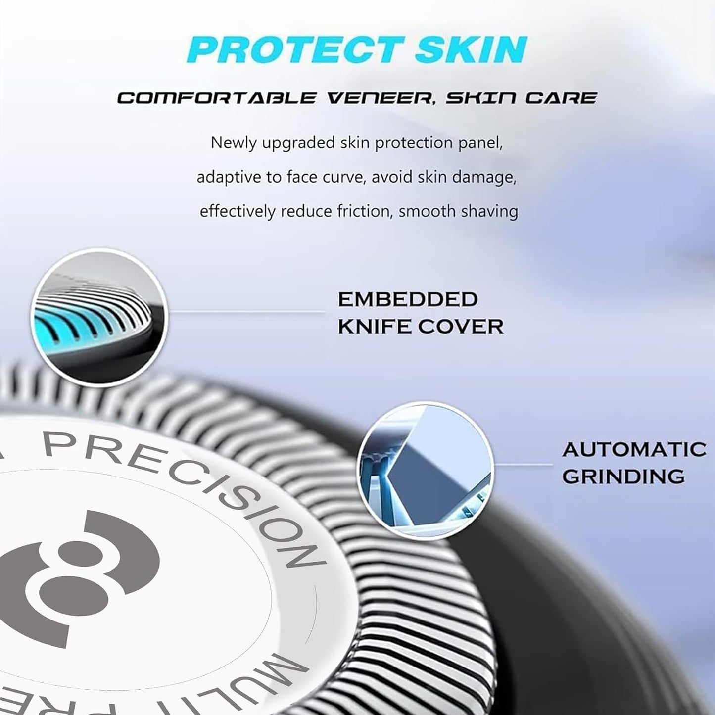 New Upgrade HQ8 Replacement Heads Compatible With Philips Norelco Aquatec Shavers, Razor Blades For PT720 AT880 AT810, HQ8 Blades 6-pc pack