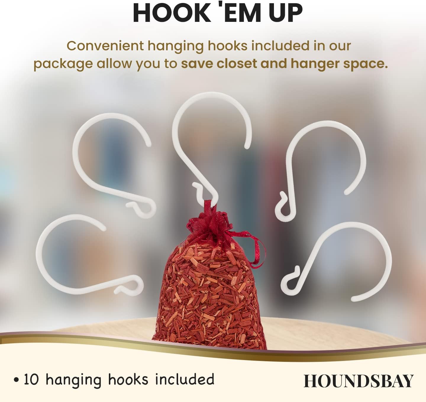 Cedar Sachet Bags, Fully Stuffed Scented Sachets with Hanger Hooks, Perfect for Closets, Drawers, Cars, Gym Bags, or Anyplace That Needs to Smell Better - Cedar Blocks for Clothes Storage