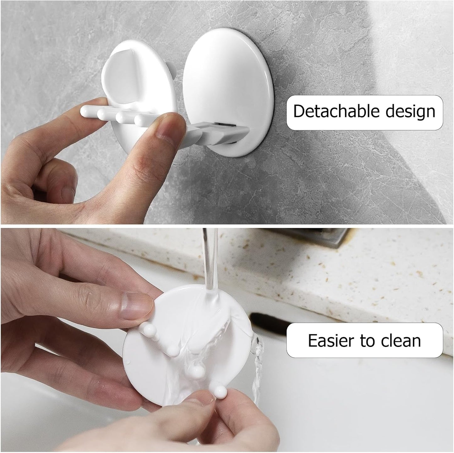 2 Pack Toothbrush Holders for Bathrooms Shower, Wall Mount Toothbrush Organizer with Mouthwash Cup, Self Adhesive Electric Toothbrush Storage, Easy to Clean Toothbrush Hanger