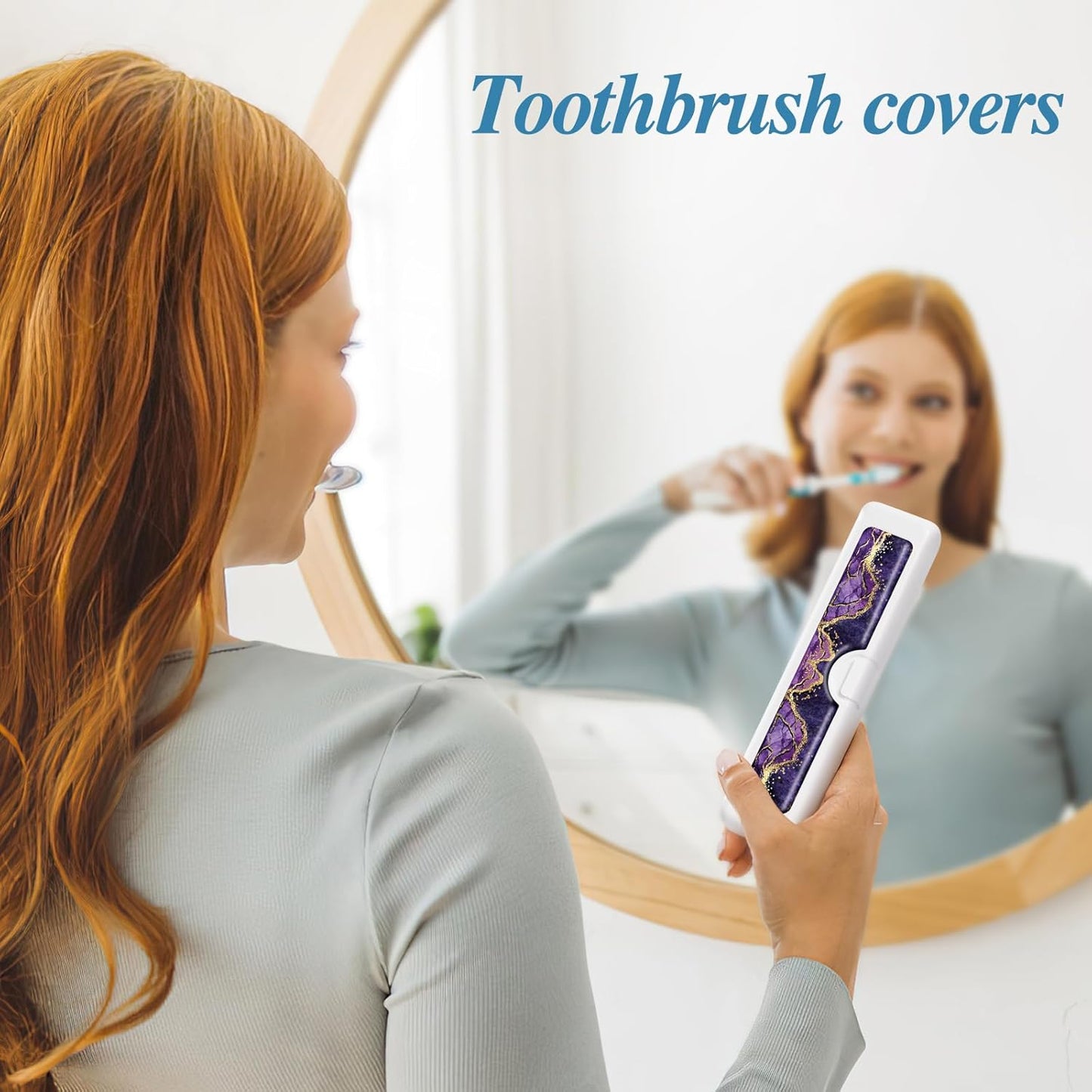 Toothbrush Travel Case - Colorful Pattern, Holder and Covers for Toothbrushes, Includes Tongue Scraper Case