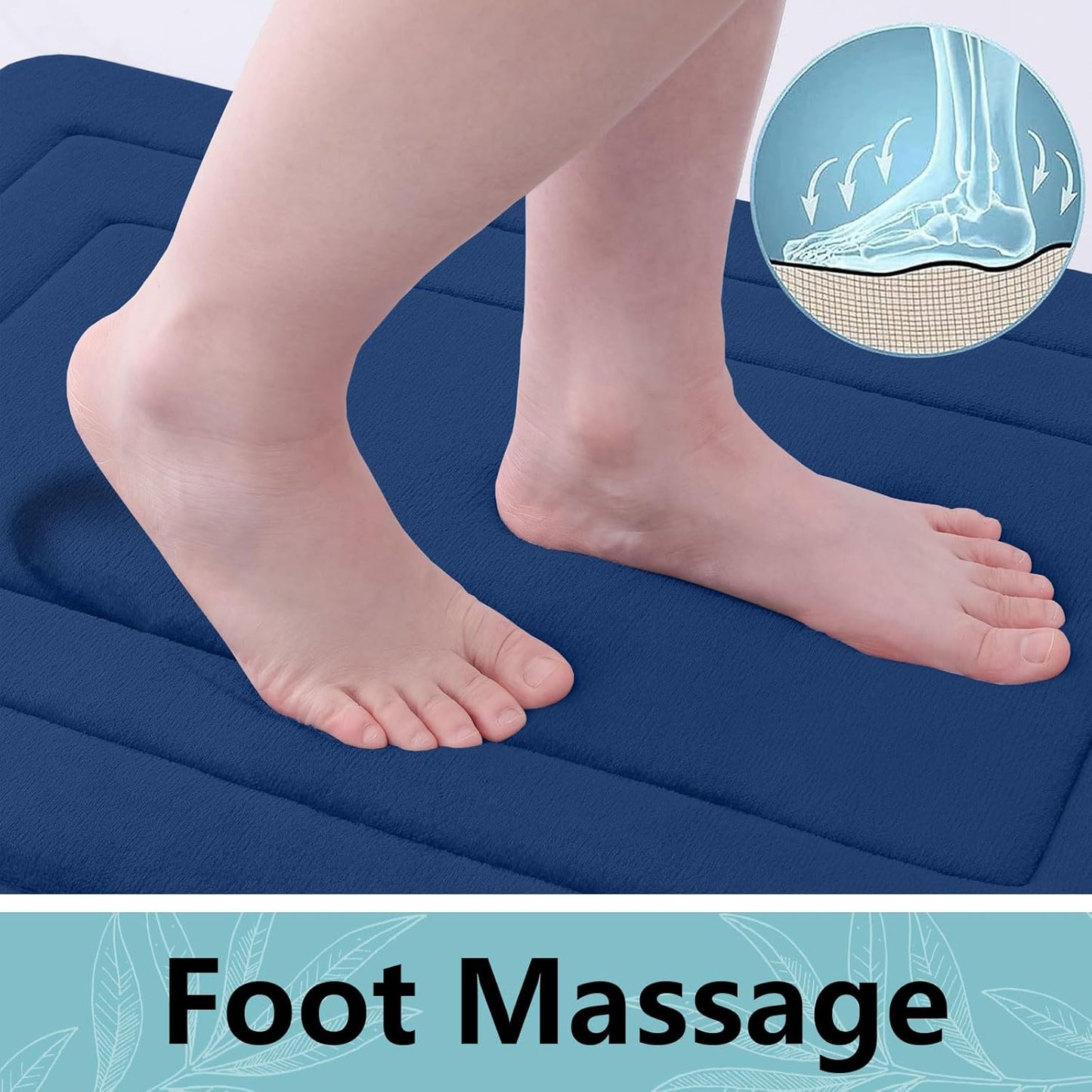 Arotive Memory Foam U-Shaped Toilet Rugs 24" x 20", Super Soft Absorbent Contoured Bathroom Rugs, Machine Washable Contour Bath Mats for Bathroom Toilet Base, Navy