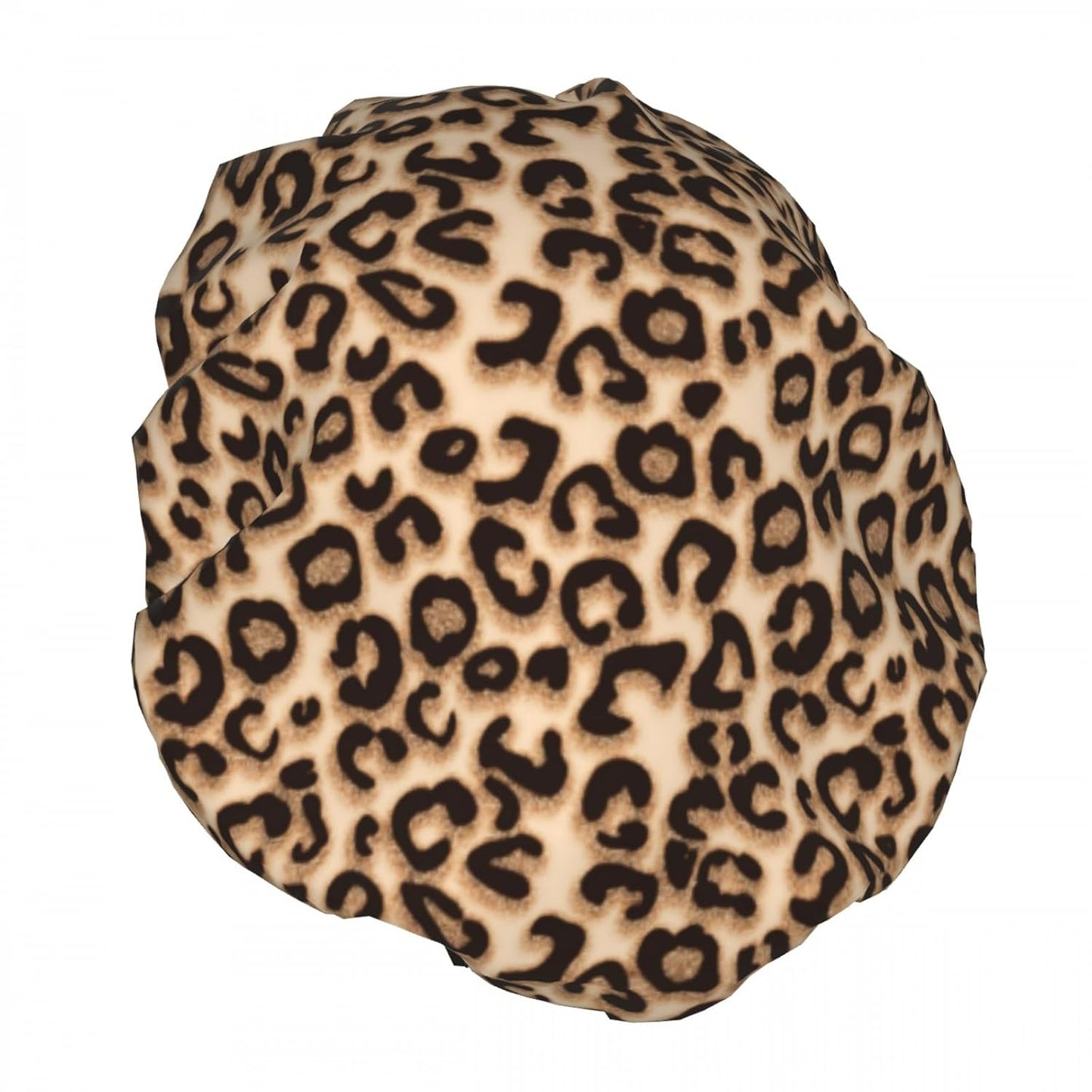 Leopard Double Layer Waterproof Shower Cap for Women Reusable Fashion Bath Cap for All Long Hair Lengths Soft Bath Shower Hat