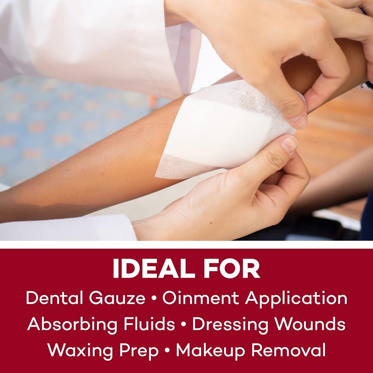 Dealmed Premium Non-Woven Sponges – 2" x 2" 4-Ply Non-Woven Gauze Pads, 25 Pouches, 2 Per Pouch, Absorbent Gauze Sponges, Wound Care Product for First Aid Kits and Medical Facilities