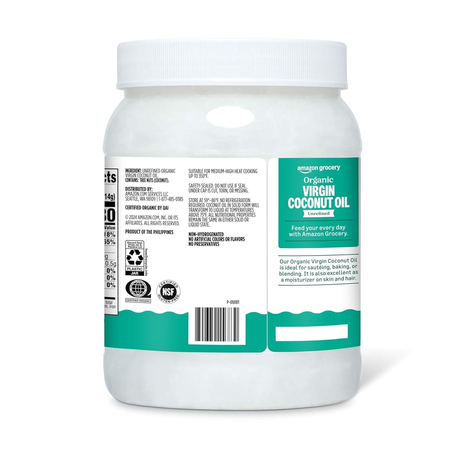 Amazon Grocery, Organic Virgin Coconut Oil, 54 Fl Oz (Previously Happy Belly, Packaging May Vary)