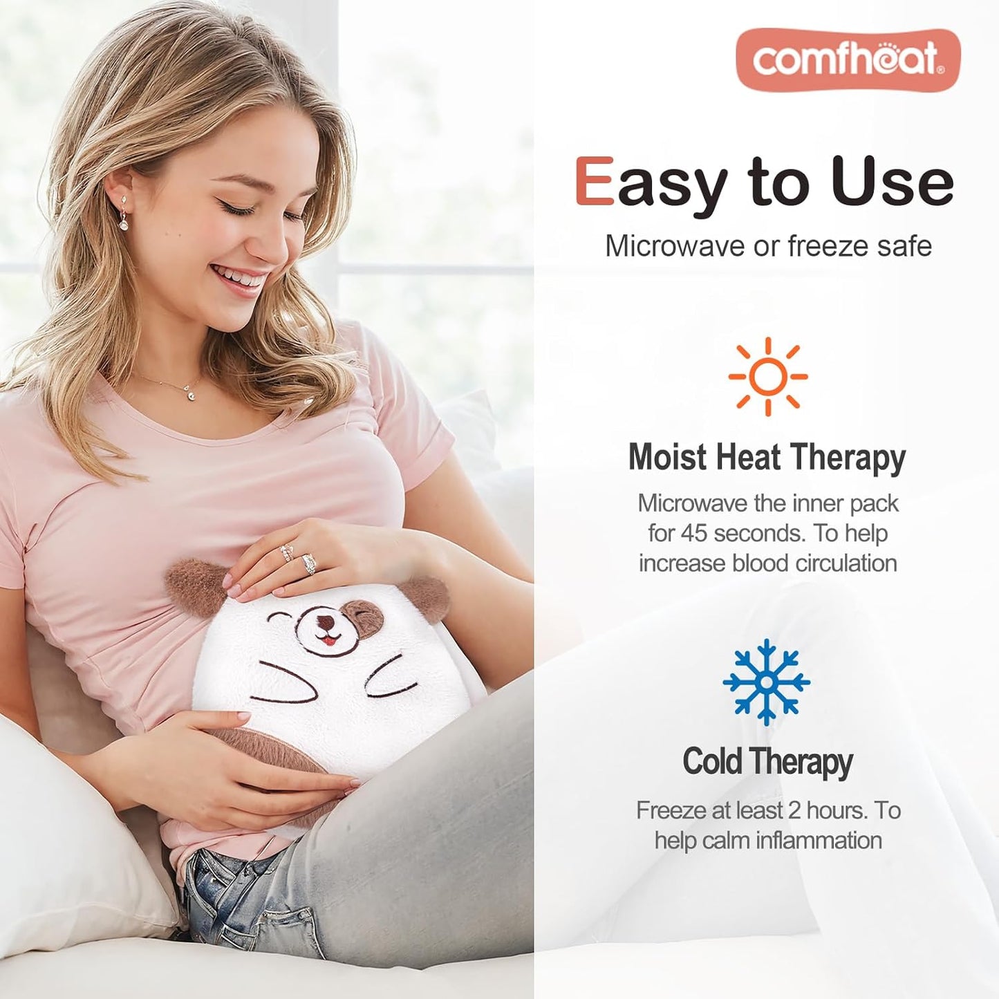 Cute Dog Microwave Heating Pad for Pain Relief, Unscented Microwavable Heating Pads Stuffed Animal for Cramps, Neck Shoulder, Muscles, Natural Heat Pack Moist Heat with Washable Cover