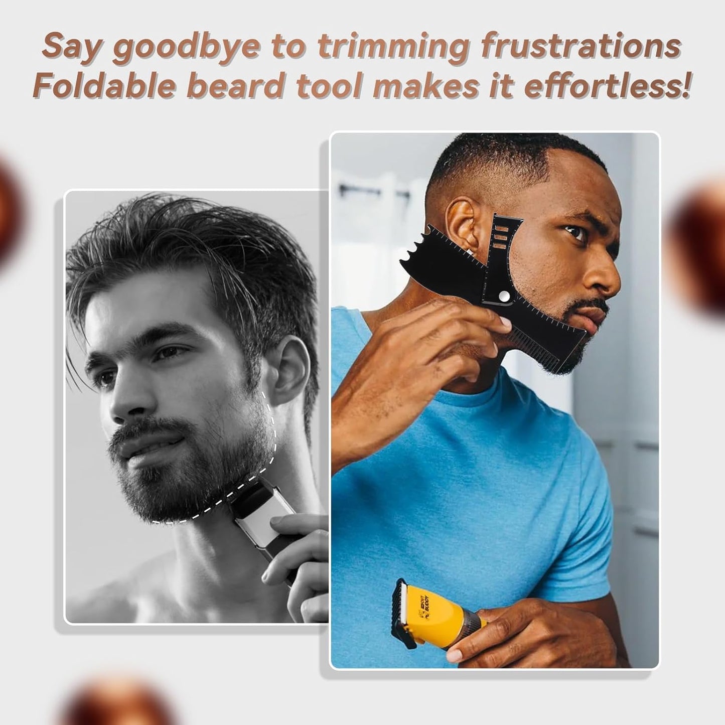 Black Rotating Foldable Beard Comb & Styler – Precision Grooming Tool for Multiple Beard Styles, Effortless Shaping, Use with Beard Trimmer