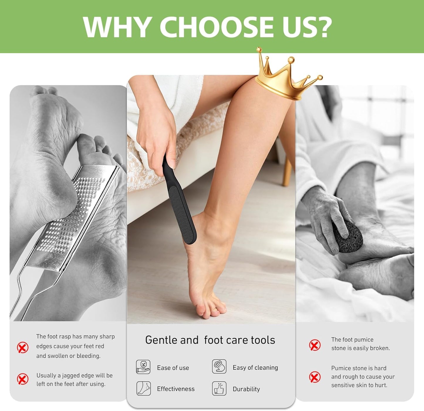 BALUCA Hard Skin Remover Nano Glass Foot File - Foot Callus Remover, Durable Foot Scrubber, Dead Skin Remover, Hygienic Pedicure Tool, Long Lasting Foot Buffer, Soft Smooth Feet, Black