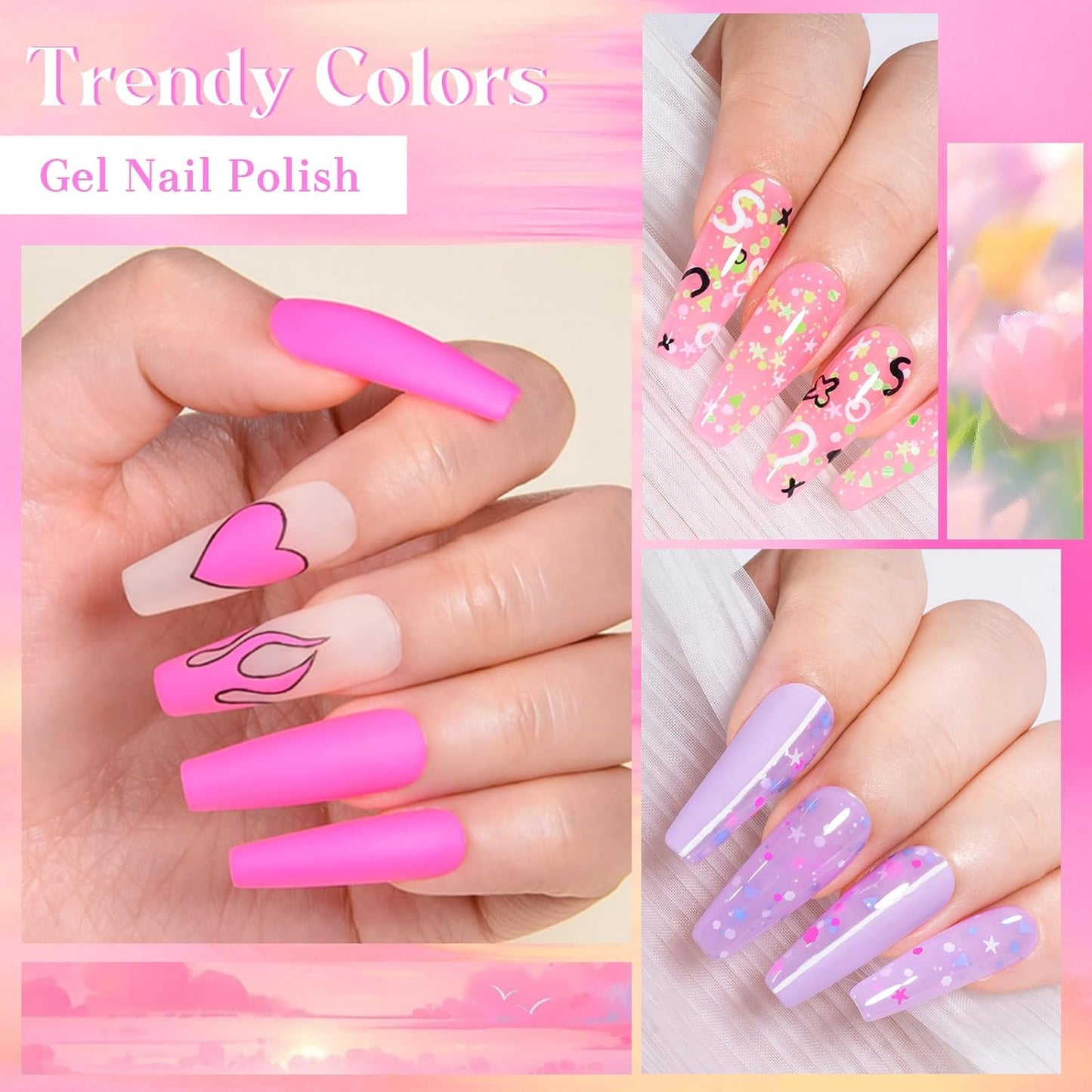 MEET ACROSS 9 Colors Gel Nail Polish + 3PCS Function Gel Nail Polish Kit,Fashion Nail Art Set Design Gifts for Women Manicure Salon (SET17, 12pcs)