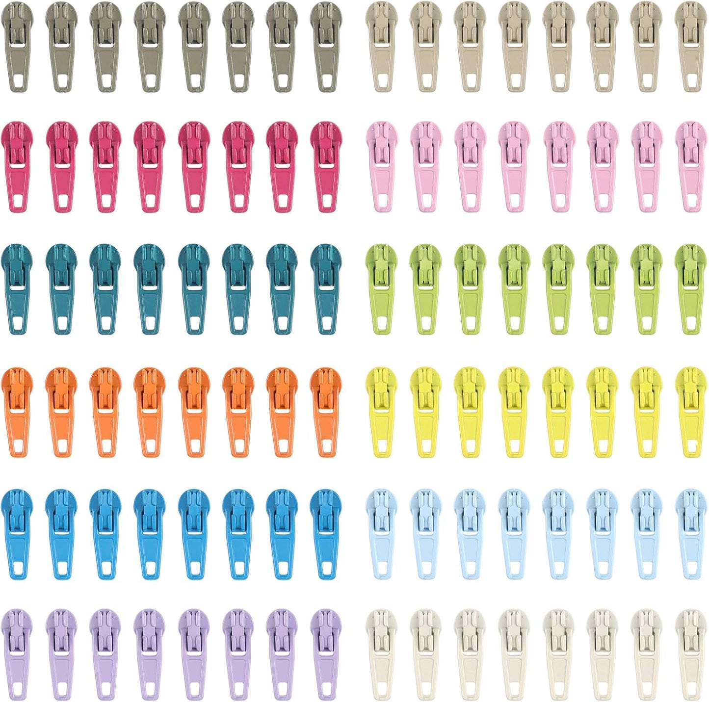 DOITEM 96Pcs Zipper Repair Kit Zipper Replacement 3# Zipper Pull Rescue Kit for Clothing Jackets Purses (12 Colors)