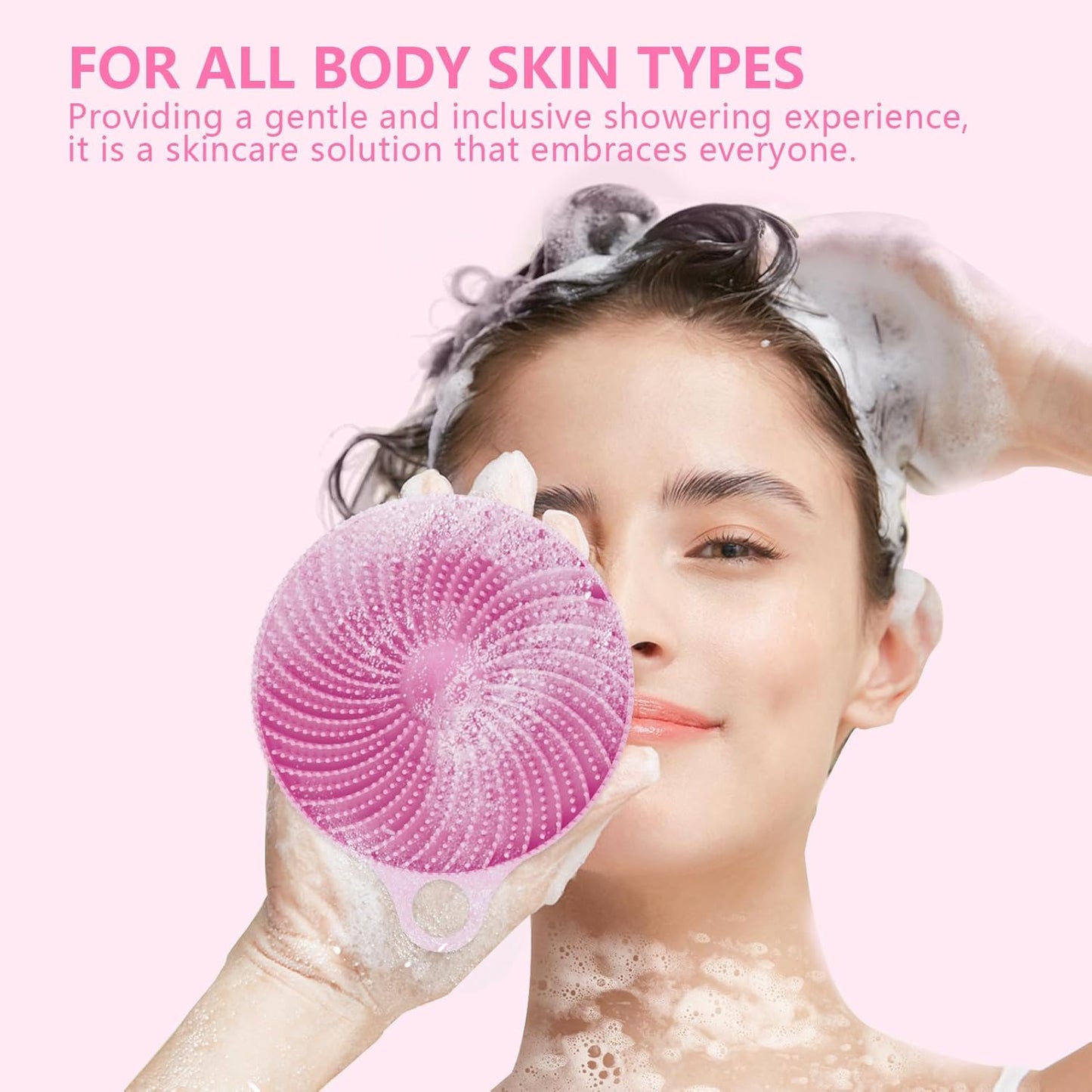 2 in 1 Silicone Brush, BEAUTAIL Body Shower Scrubber and Scalp Hair Massager Shampoo Brush, Deeply Cleanse Skin, Dandruff Removal and Hair Growth, Gentle for Women Men Sensitive Skin, 1 Pack (Lilac)