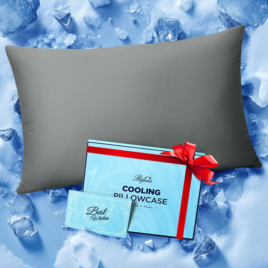 Ice Cooling Pillowcase for Hot Sleepers, Instantly Cool, Stays Cold All Night, Softer Than Silk Pillow Cases, Pillow Covers with Invisible Zipper, Gift for Men & Women - Queen Size, Dark Gray (1 Pack)