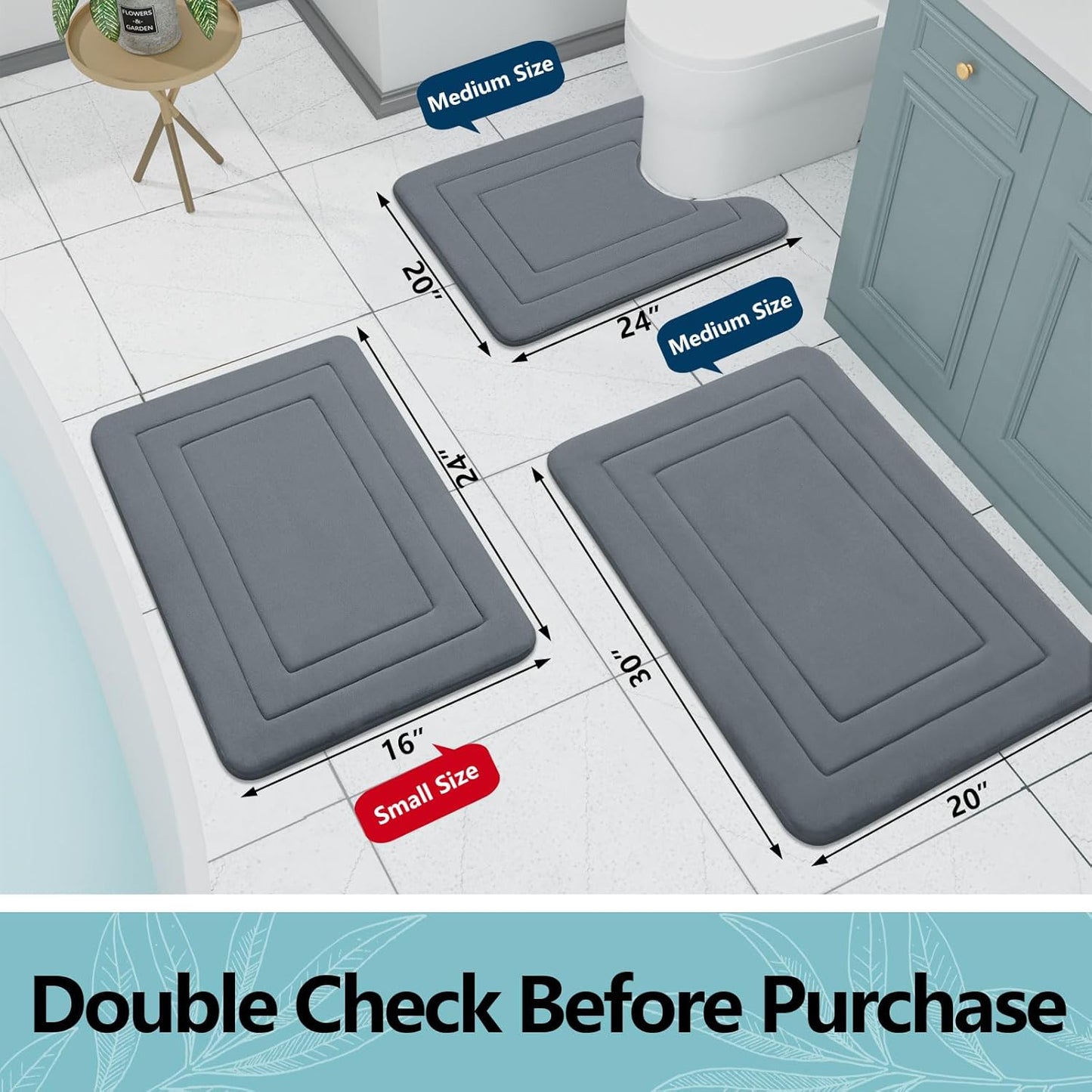 Arotive Memory Foam Bathroom Rug Mat 59x24, Ultra Soft and Absorbent Bath Mat, Machine Wash Dry, Comfortable Bath Rug Carpet for Bathroom Floor, Tub and Shower, Dark Grey