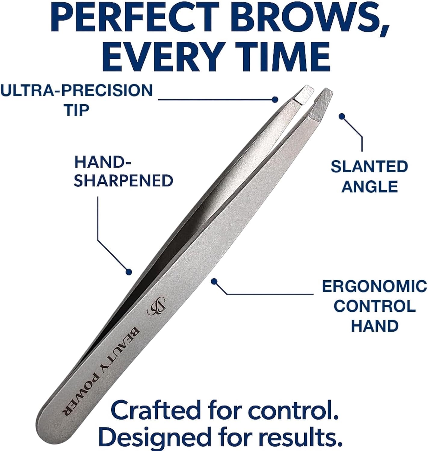 Ultra-Precision Professional Slant Tweezers for Women Facial Hair - German Stainless Steel, Lightweight Black Tweezers for Women & Men, Ideal for Eyebrow & Facial Grooming (Matte Gray)