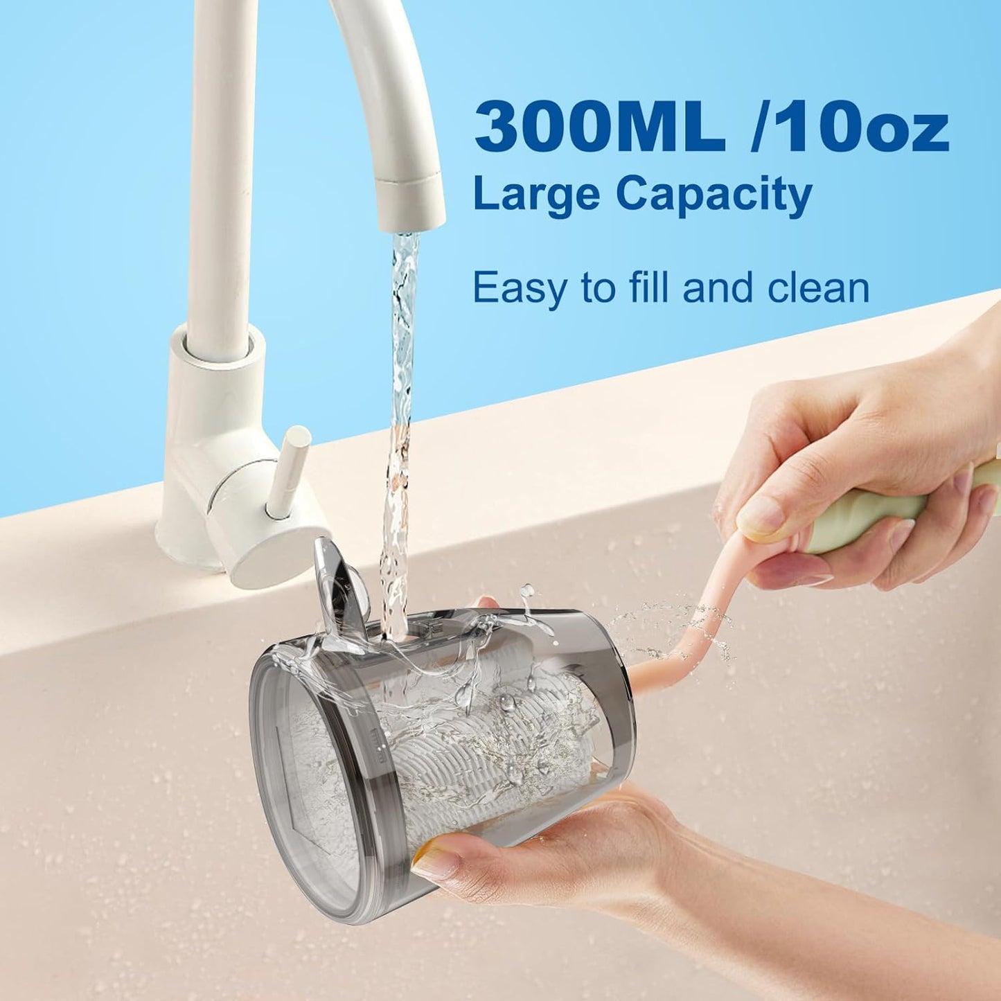 Water Flosser for Teeth, 300ML Cordless Oral Irrigator Rechargeable Dental Flosser Picks with 5 Modes 5 Jet Tips,IPX7 Waterproof Teeth Cleaner for Braces Gum Care, Home Travel Use
