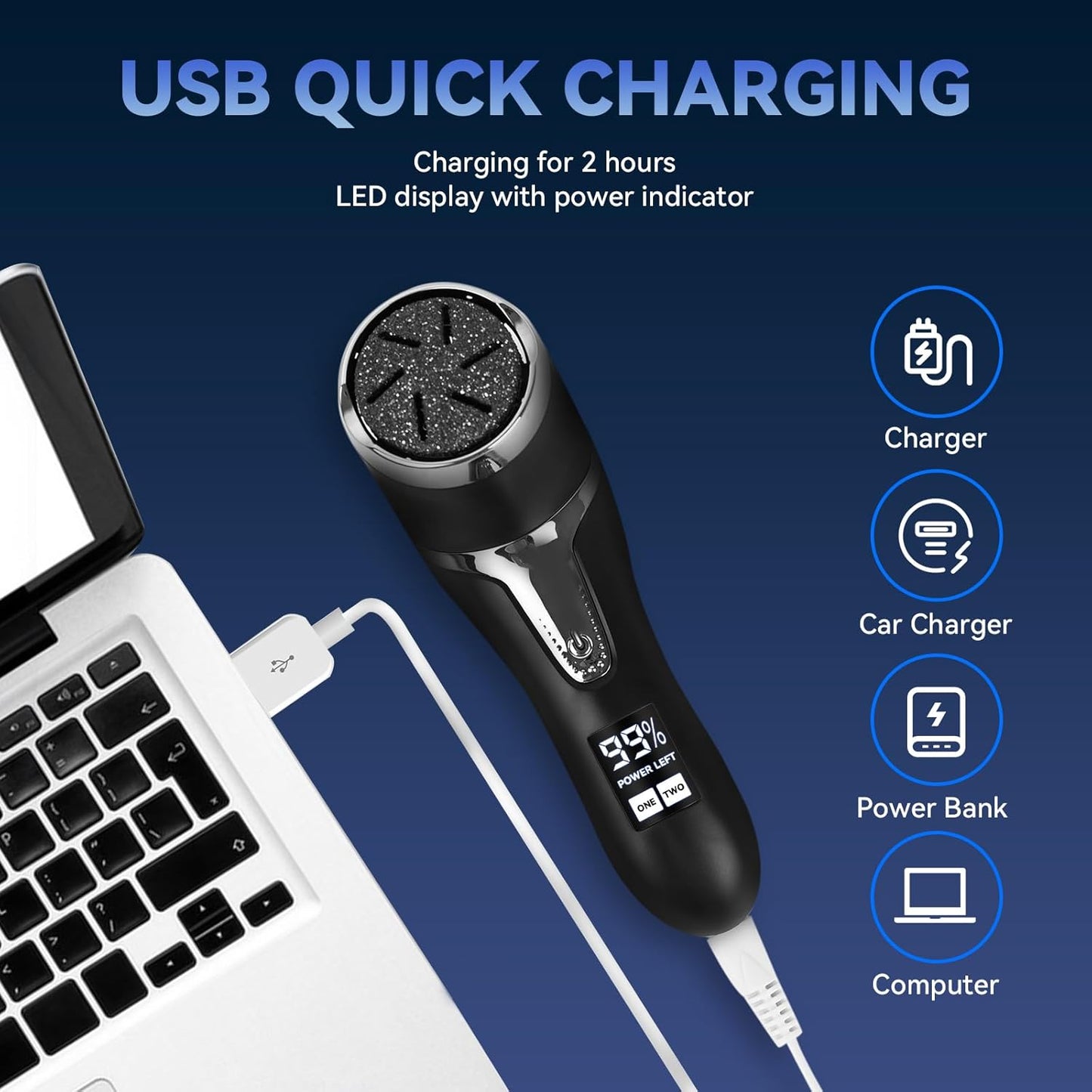 Electric Callus Remover for Feet with Vacuum, Premium Portable Pedicure Tools Rechargeable Waterproof 2 Speed Foot File Scrubber Callus Remover Tool Foot Care kit（Black）