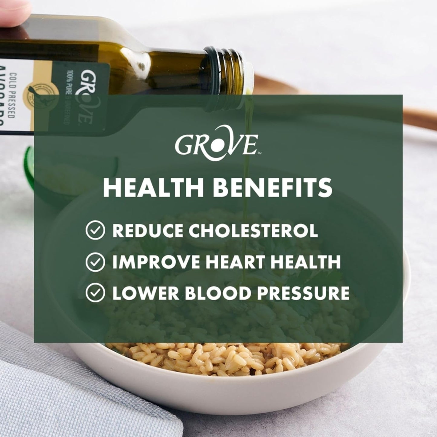 Grove Extra Virgin Avocado Oil - Plant Based, Vegan, Gluten Free, 100% Natural, Cold Pressed, High Smoke Point, 16 Whole Avocados in Every Bottle (8.4oz, 250ml)