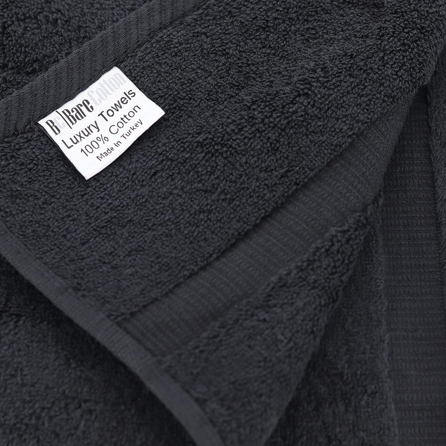 Monogrammed Hand Towel, Personalized Initial Gift, Extra Absorbent 100% Turkish Cotton - Soft Terry Finish - Set of 2 - White Block Initial J - Embroidered on Black Towels