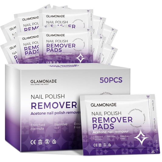 Nail Polish Remover Pads: Acetone Nail Polish Remover Wipes 50 PCS Professional Individually Wrapped Wet Wipes Rapidly Remove Gel Fingernail Polish Travel Kit for Home & Salon Supplies