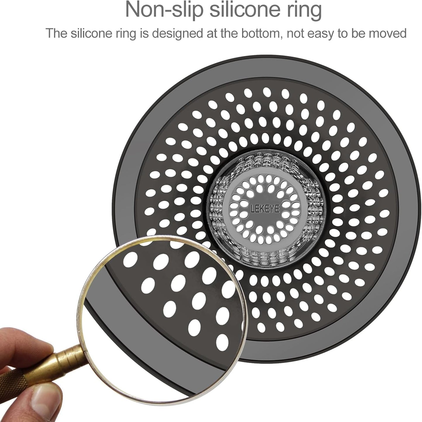 LEKEYE Shower Drain Hair Catcher/Bathroom Drain Cover/Bathtub Drain Strainer/Shower Stall Drain Protector(Brushed Nickel)