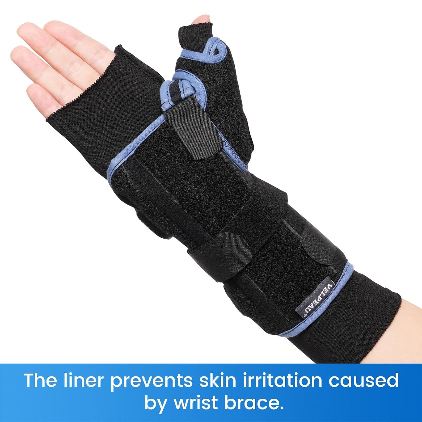 Velpeau Hand Socks for Splint (Pack of 10), Elastic Cotton Stockinette Tubing for Arm, Wrist Brace with Thumb Spica Liner, Gauze Sleeve, Under Cast Wrap, Arm Cover for Men and Women (Black, Firm Version, L)