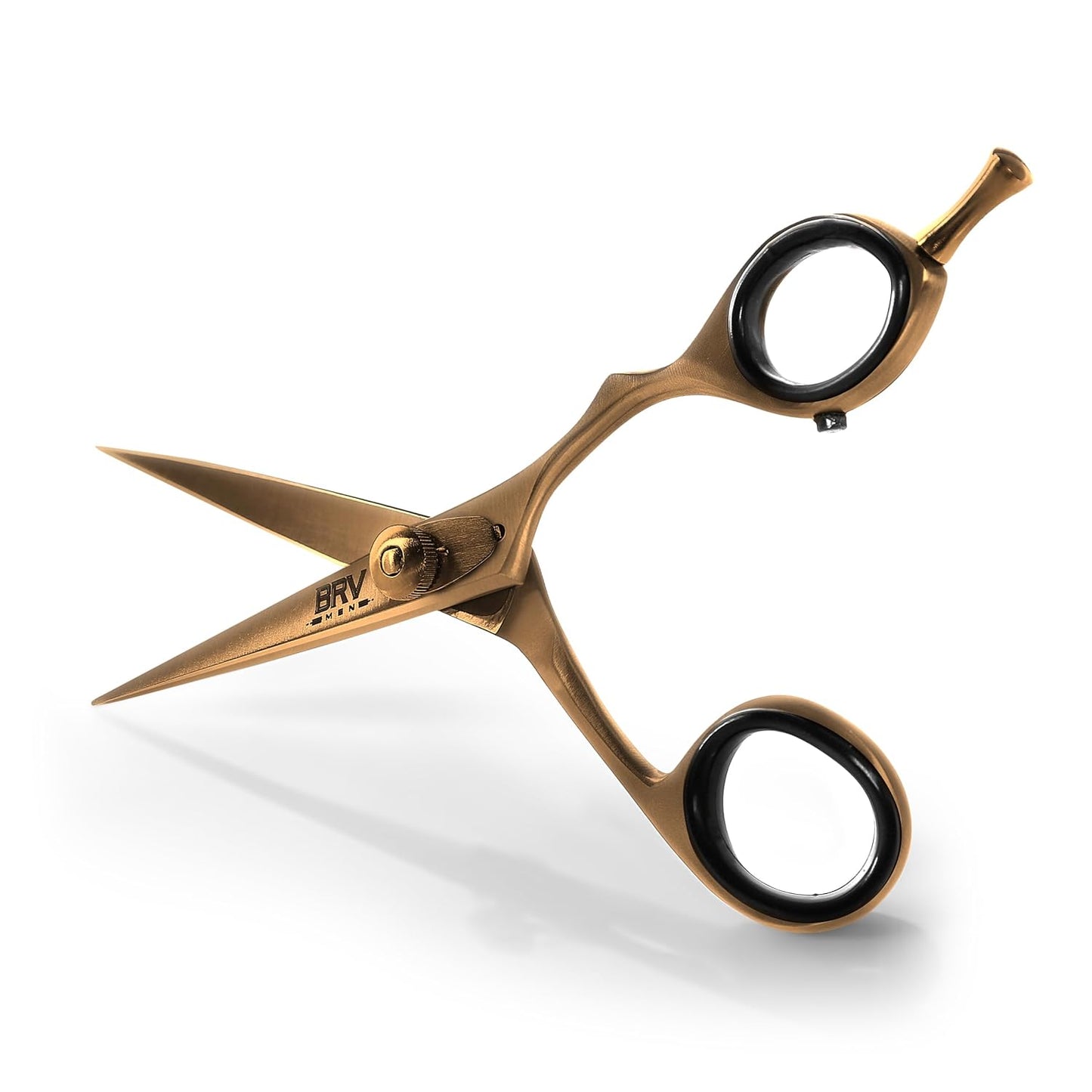 Facial Hair Scissors for Men | Titanium Series | Mustache & Beard Trimming Scissors | 5.5 inches l Sharp & Precise Grooming | Razor Edge Barber Scissor (RIGHT HANDED - titanium bronze)