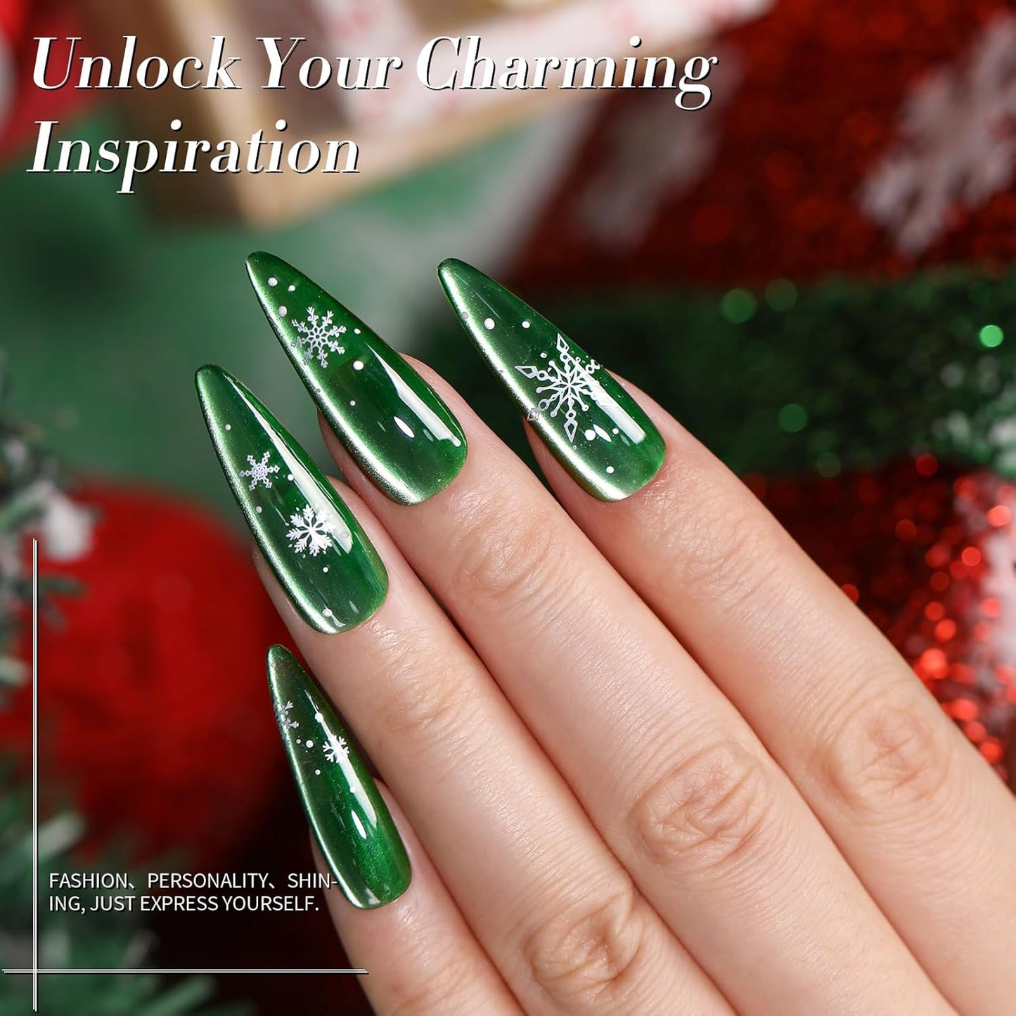 Born Pretty Christmas Cat Magnetic Eye Gel Nail Polish Fall Winter Jelly Red Green Black Blue Crystal Glass Magnetic Shimmer Glitter Nail Polish Salon Gel Manicure and Nail Art DIY at Home 7ML 6PCS