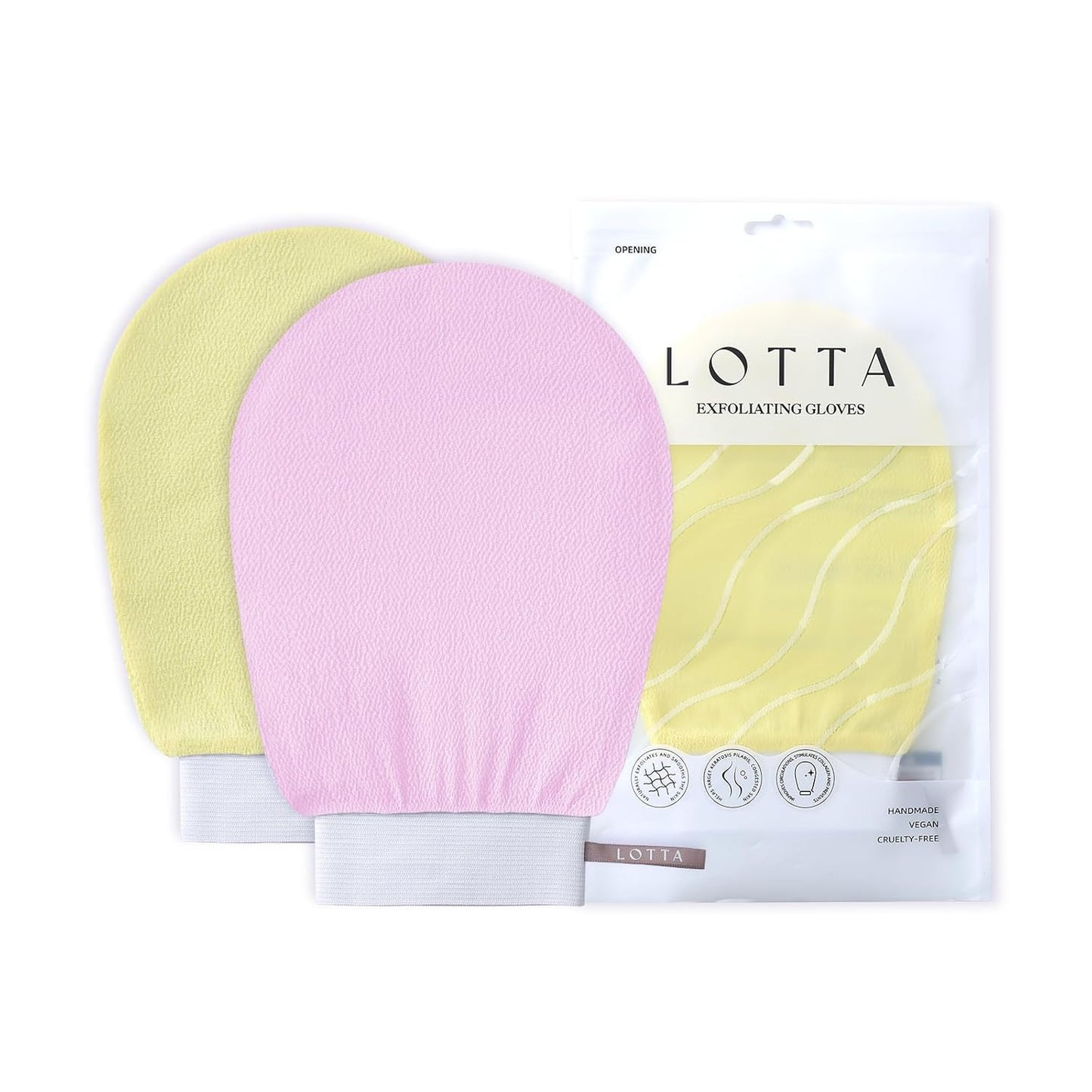 LOTTA Deep Exfoliating Mitt 2pcs - Body Scrub Korean Gloves for Dead Skin Removal & Keratosis Pilaris Treatment - Improve Skin Tone, Body Exfoliator for Shower & Skincare Routine