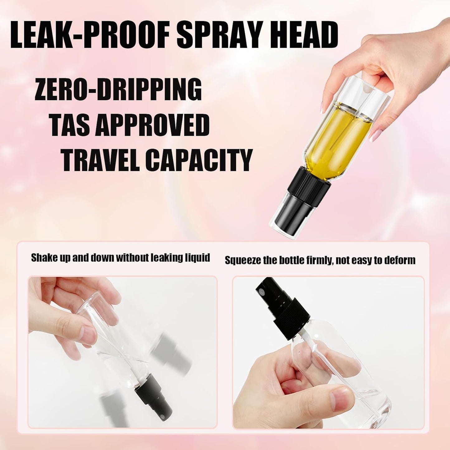 100Pack 2oz Spray Bottles Plastic, 60ml Small Spray Bottle Bulk Black Fine Mist Sprayer, Empty Refillable Containers Portable Cosmetic TravelSpray Bottles for Plants, Cleaning, Misting & Skin Care