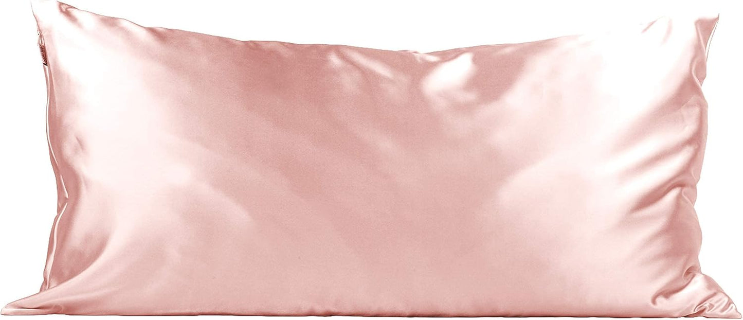 Kitsch Satin Pillowcase, Softer Than Silk Pillow Cases King, Cooling Pillow Covers, Satin Pillowcase with Zipper for Hair, Skin & Quality Sleep, Wrinkle-Free & Smooth, King Size 19"x36", Blush