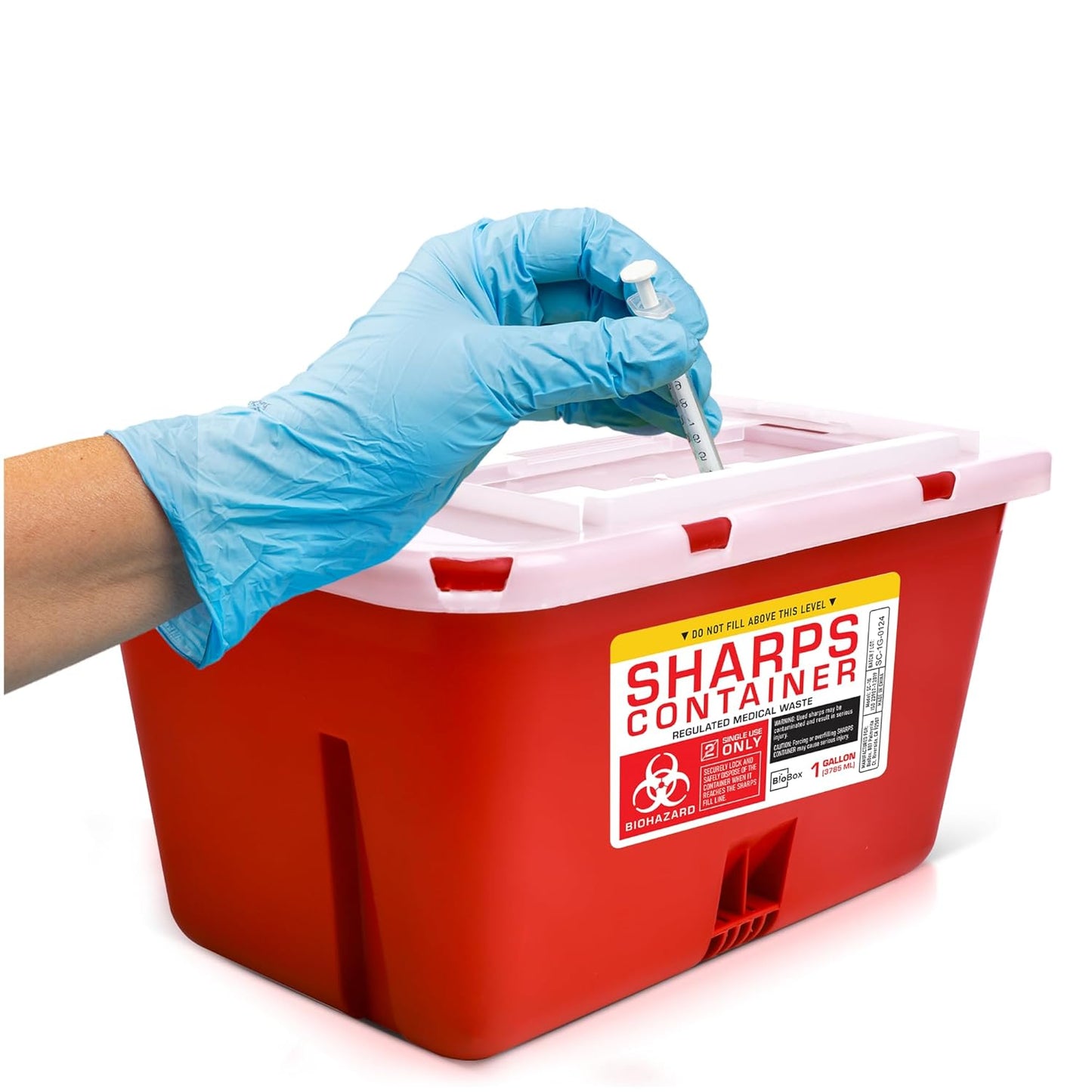 Sharps Container Large - Sharps Containers for Home Use and Labs - Portable Needle Disposal and Travel Size Biohazard Bin - 1 Gallon (Pack of 1)